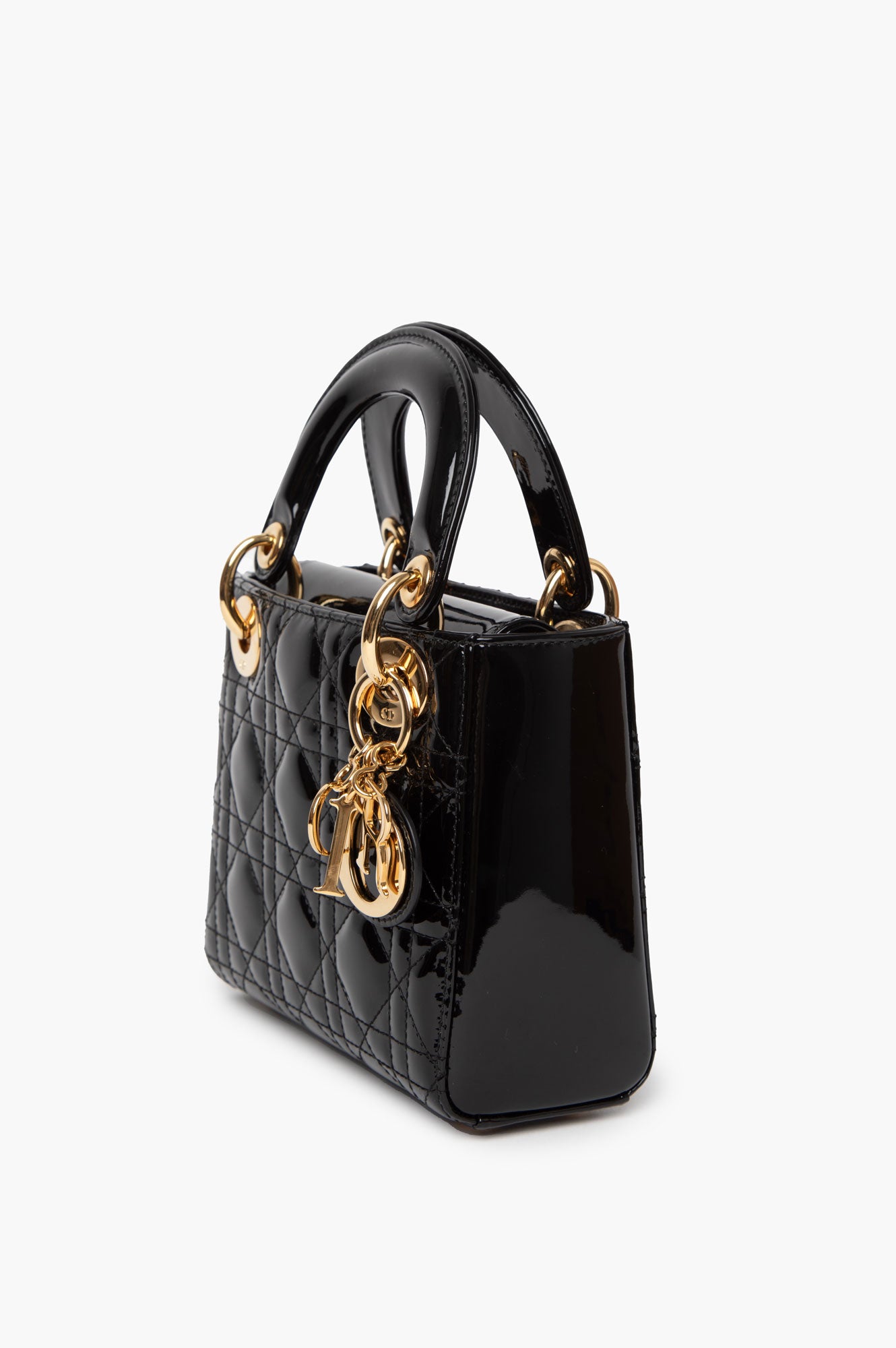 Christian Dior Black Lady Dior Mini Patent Bag