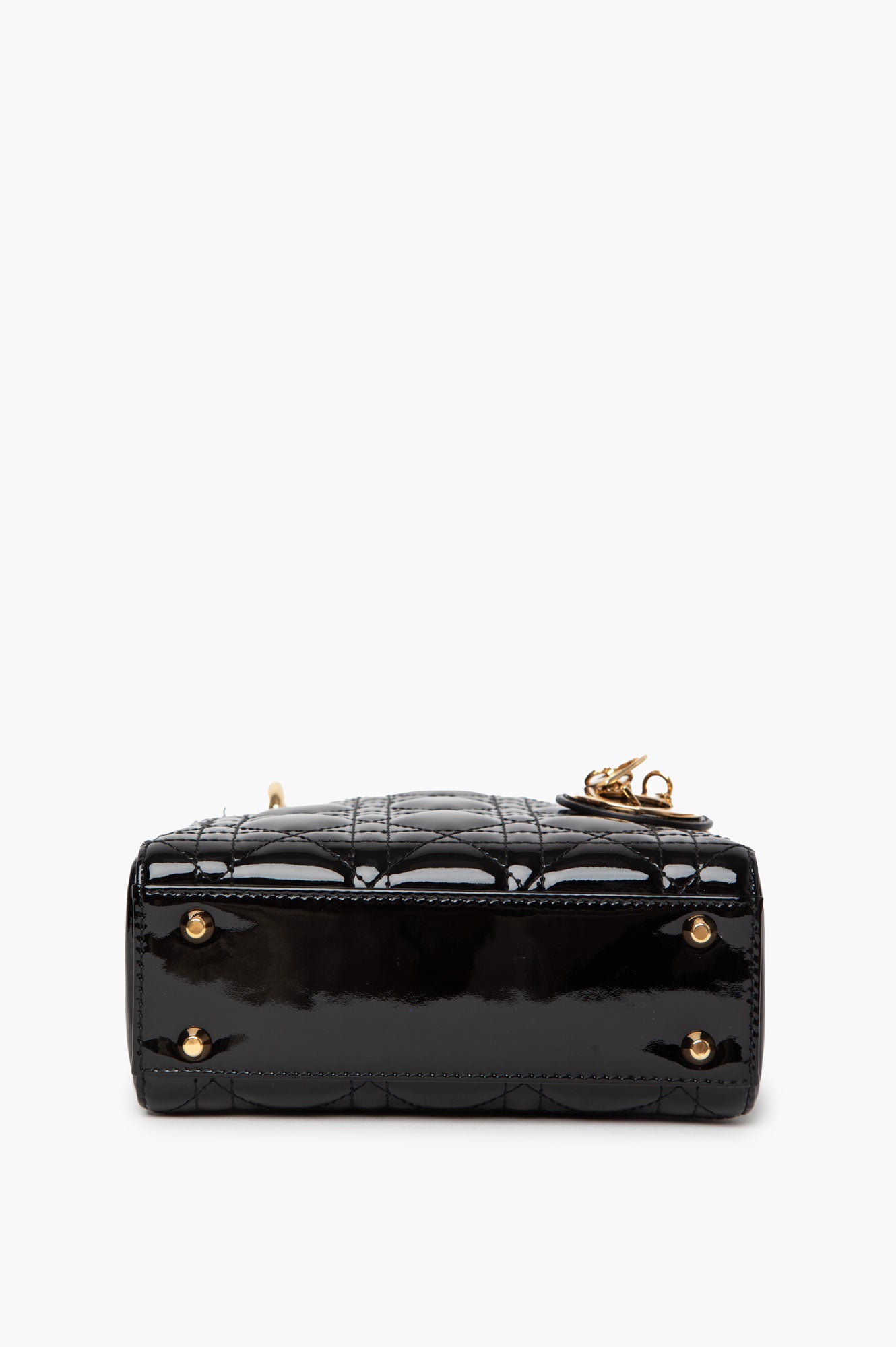 Christian Dior Black Lady Dior Mini Patent Bag