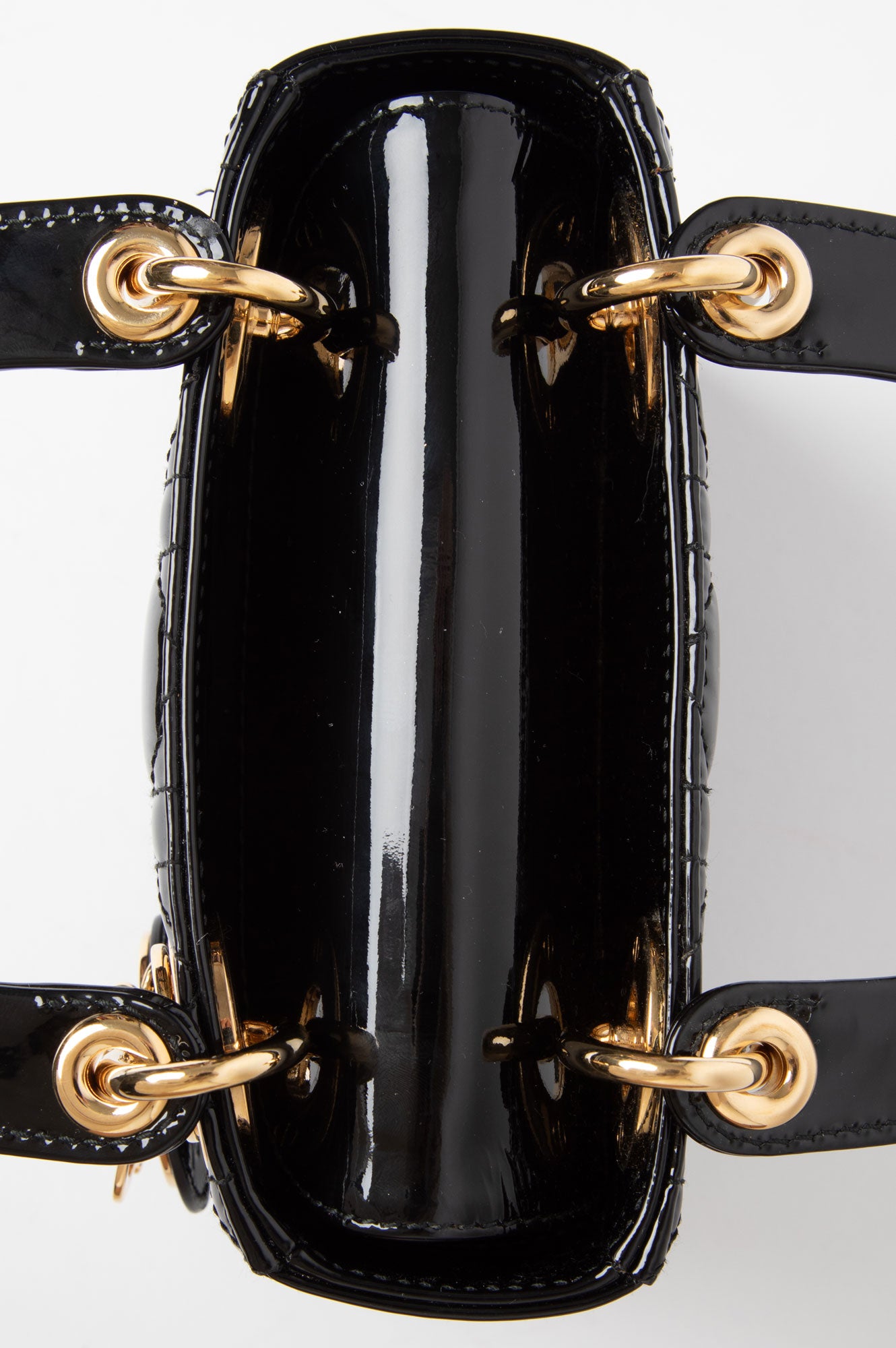 Christian Dior Black Lady Dior Mini Patent Bag