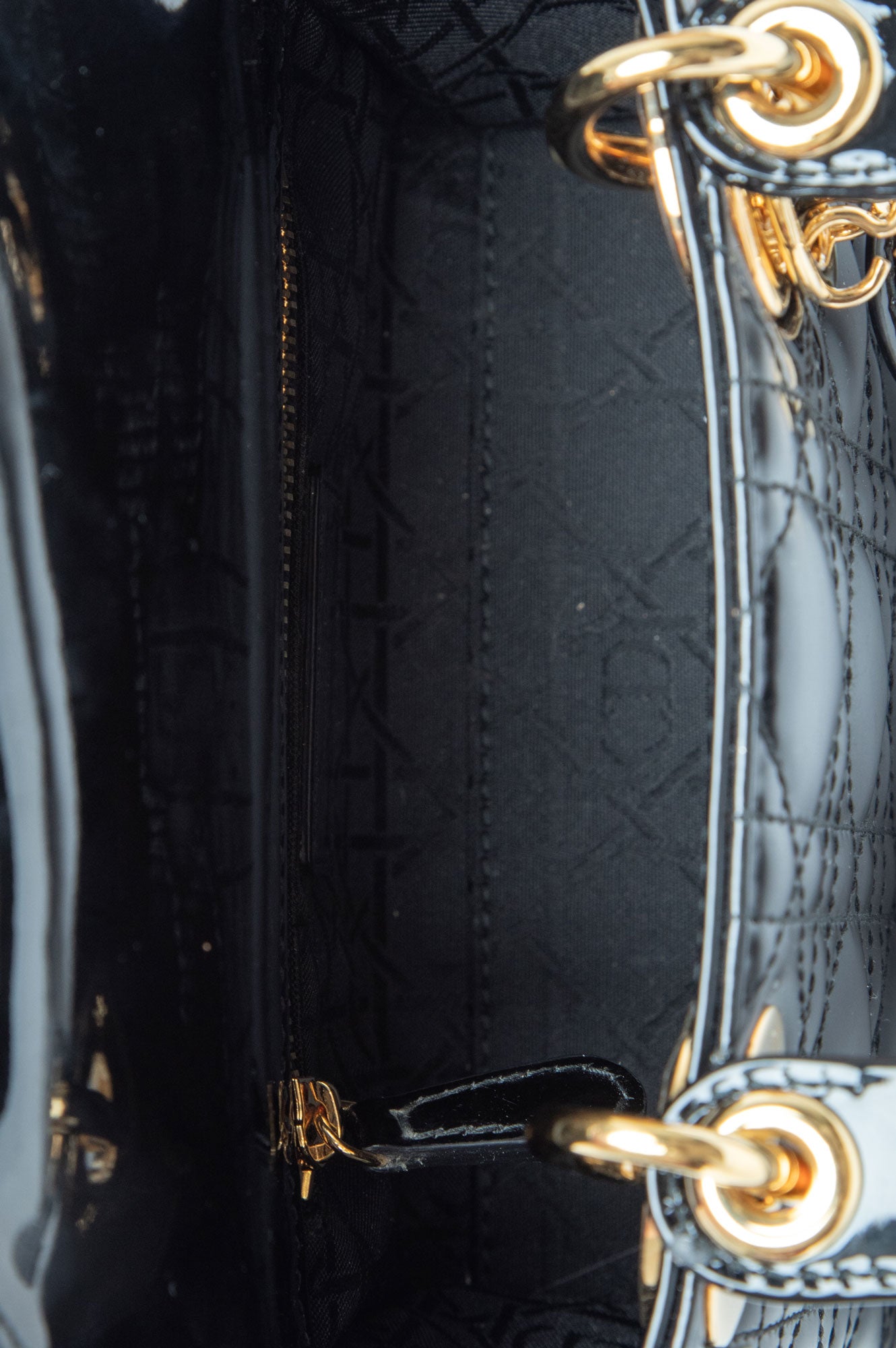Christian Dior Black Lady Dior Mini Patent Bag