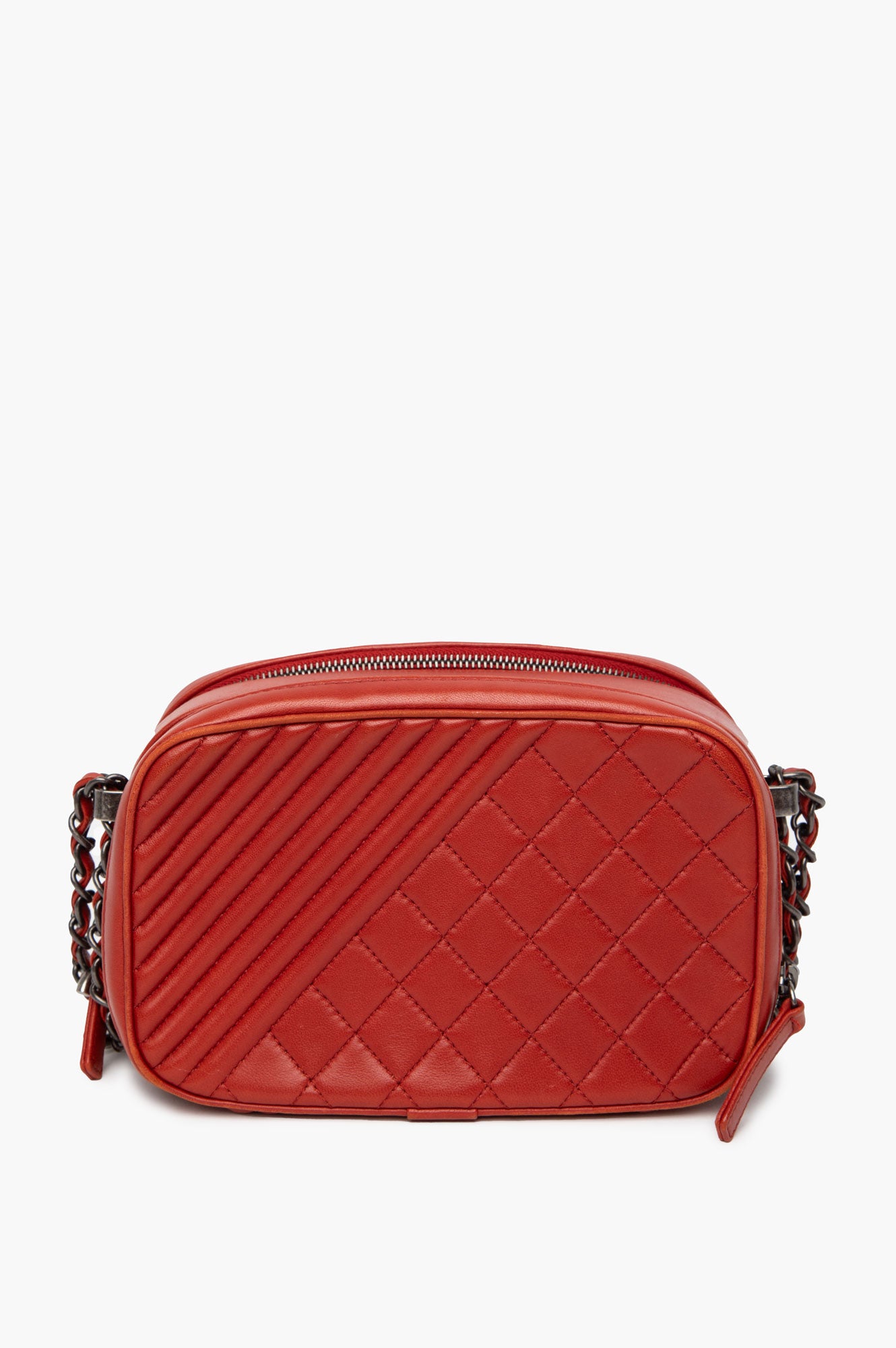 Chanel Red Quilted Lambskin Coco Boy Camera Crossbody Bag