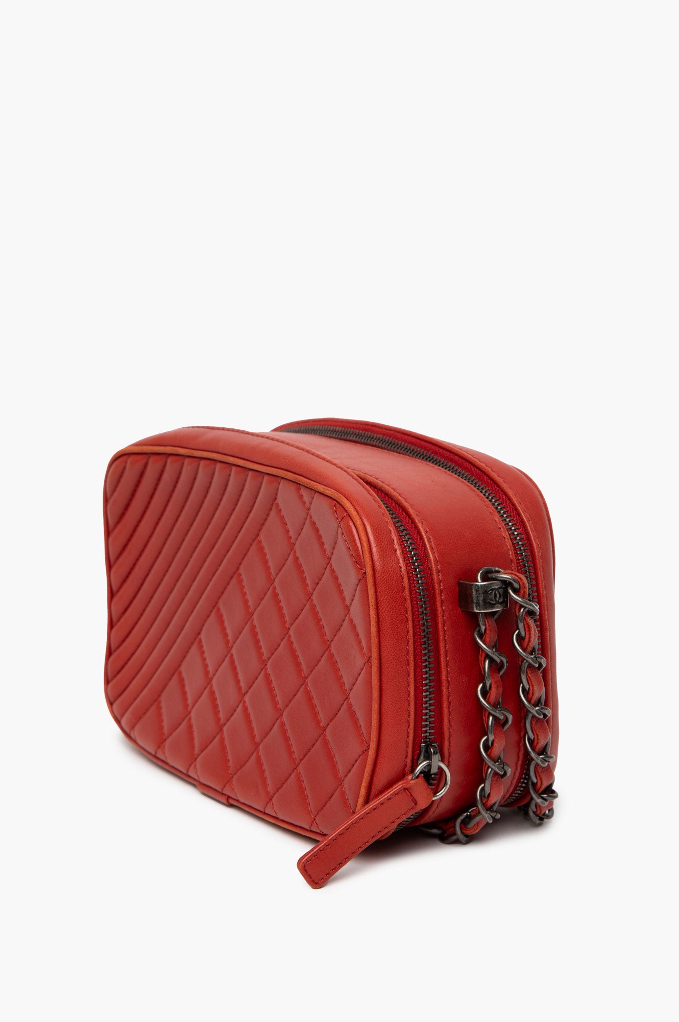 Chanel Red Quilted Lambskin Coco Boy Camera Crossbody Bag