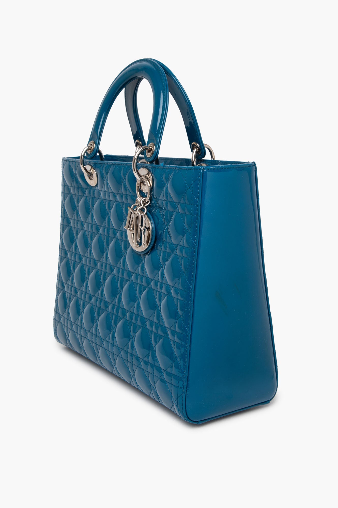 Christian Dior Large Blue Patent Cannage Lady Dior