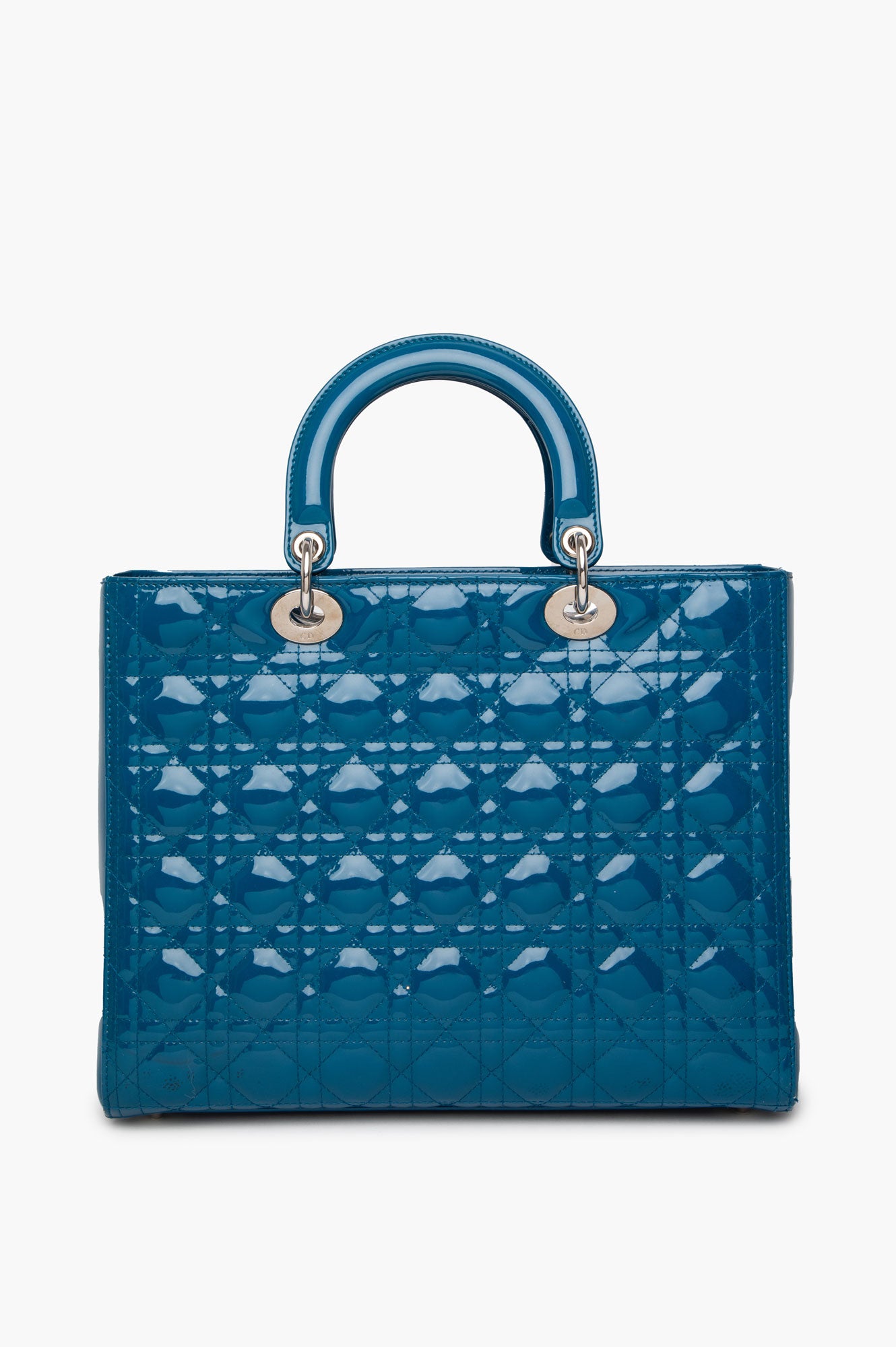Christian Dior Large Blue Patent Cannage Lady Dior