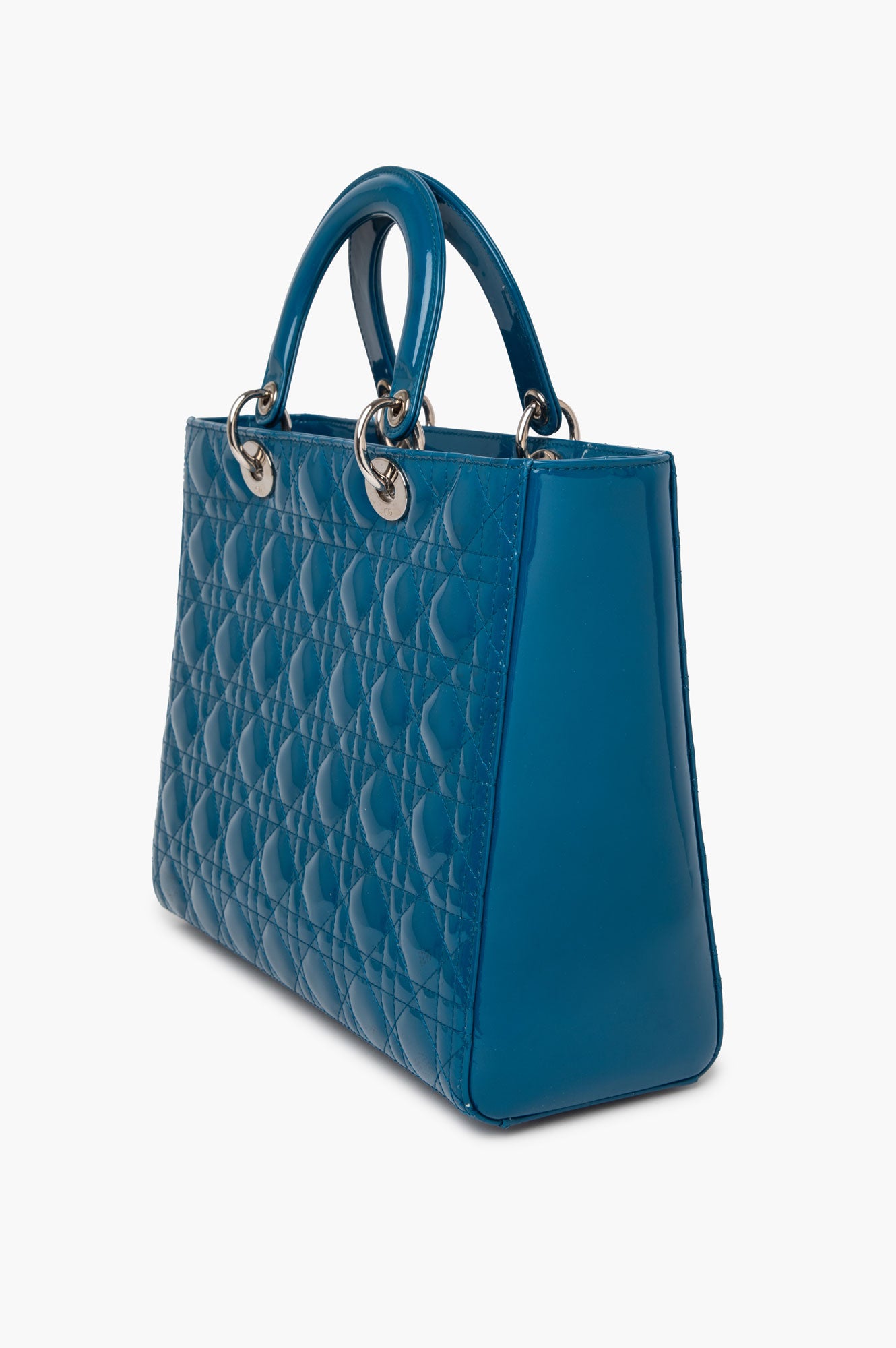 Christian Dior Large Blue Patent Cannage Lady Dior