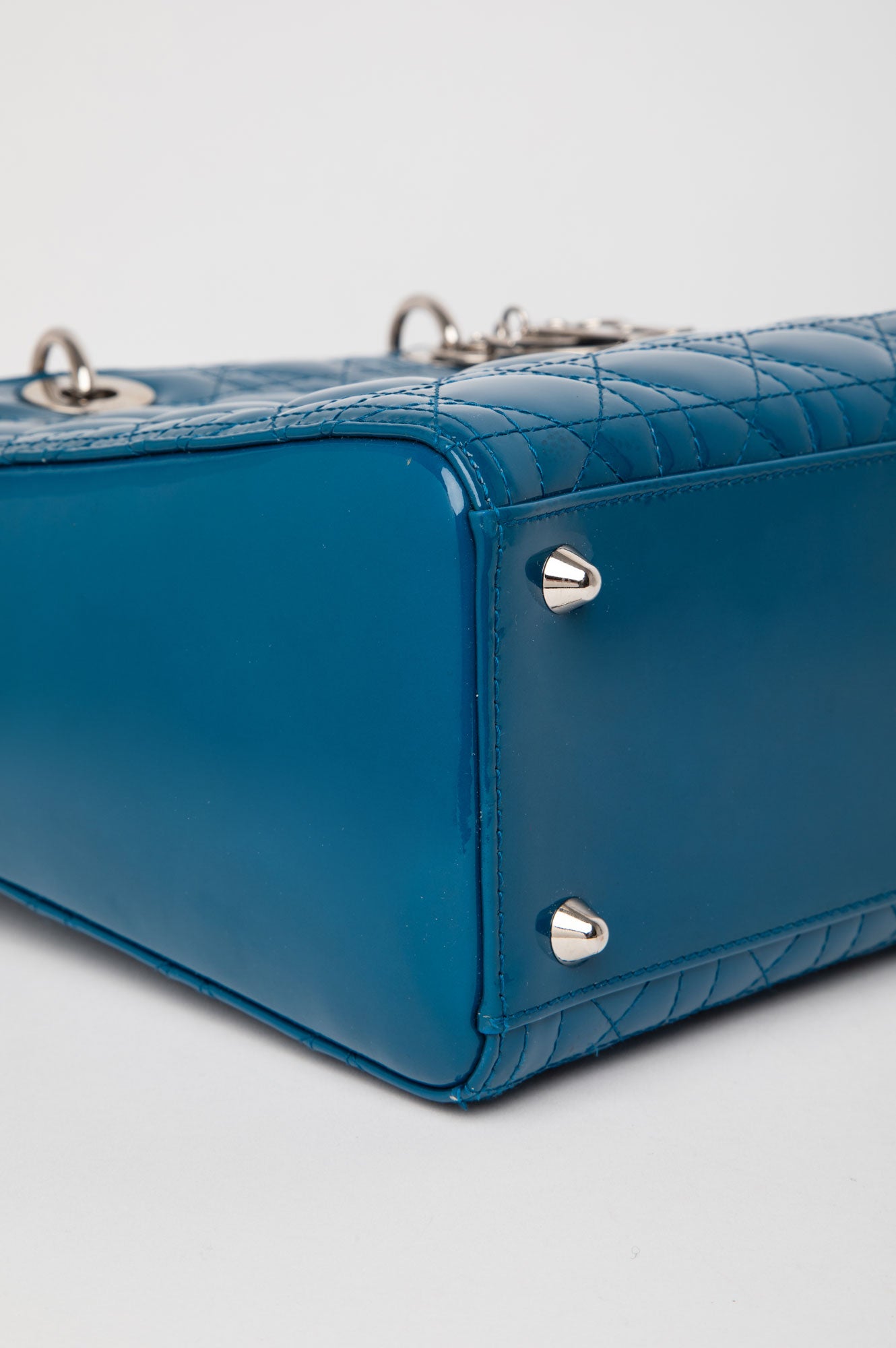 Christian Dior Large Blue Patent Cannage Lady Dior