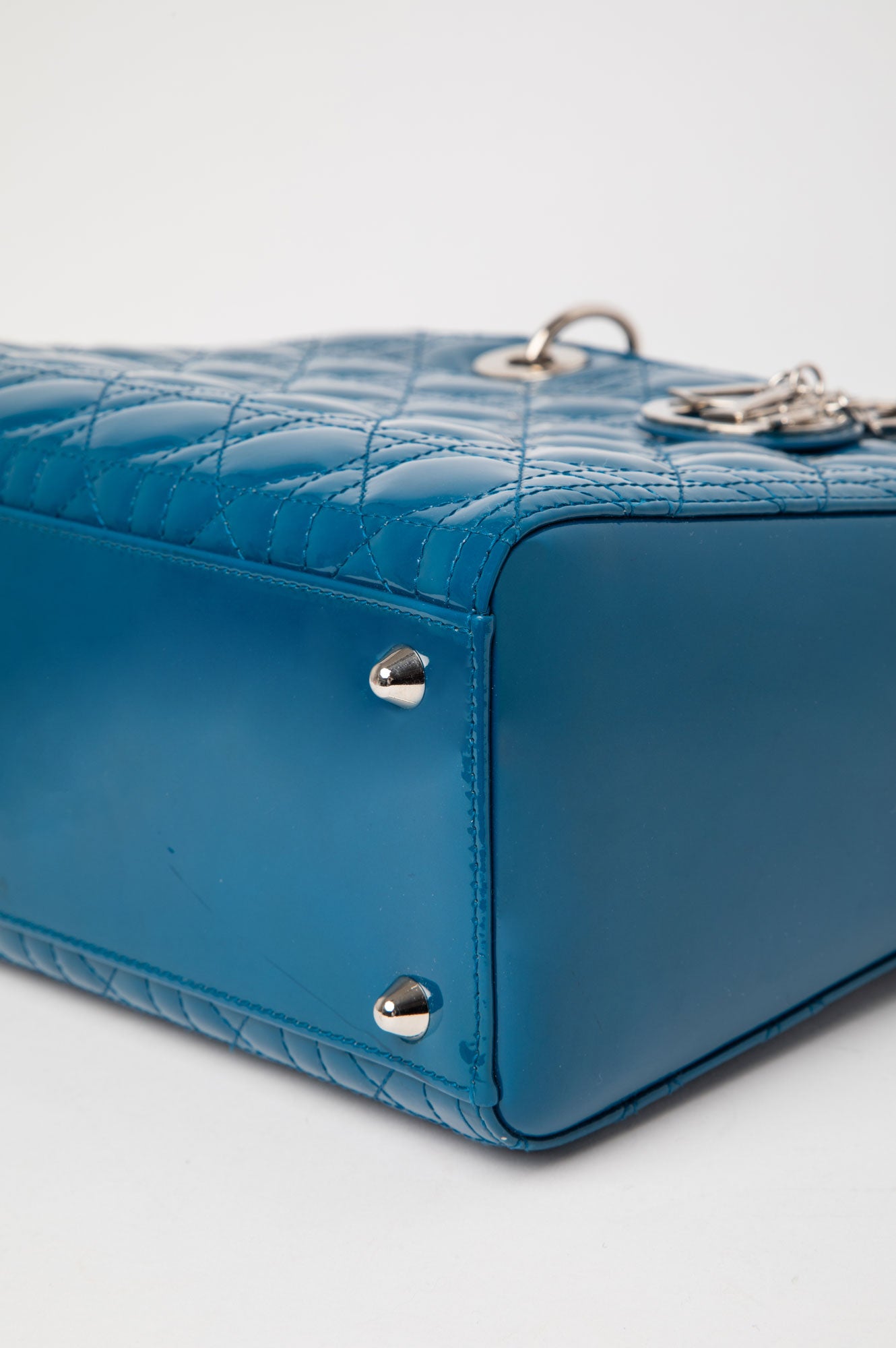 Christian Dior Large Blue Patent Cannage Lady Dior