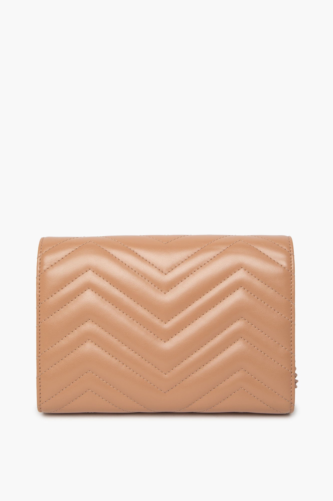 Gucci GG Marmont Nude Matelassé Leather Wallet On Chain