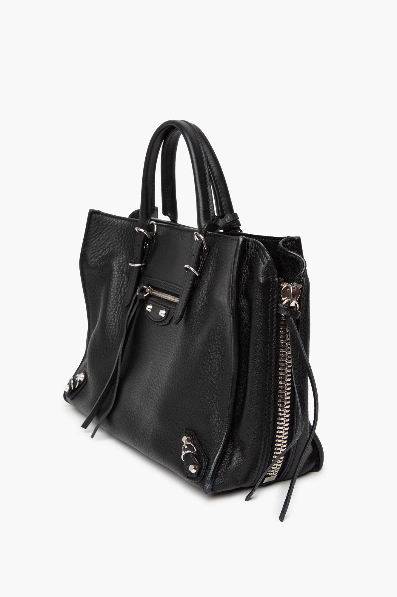 Balenciaga Black Veau Papier A6 Zip Around Tote