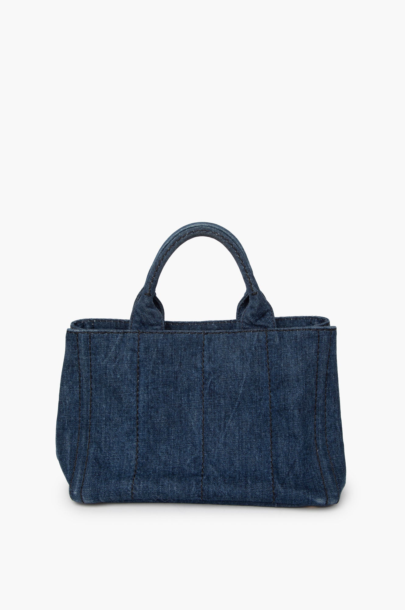 Prada Blue Canapa Logo Denim Tote