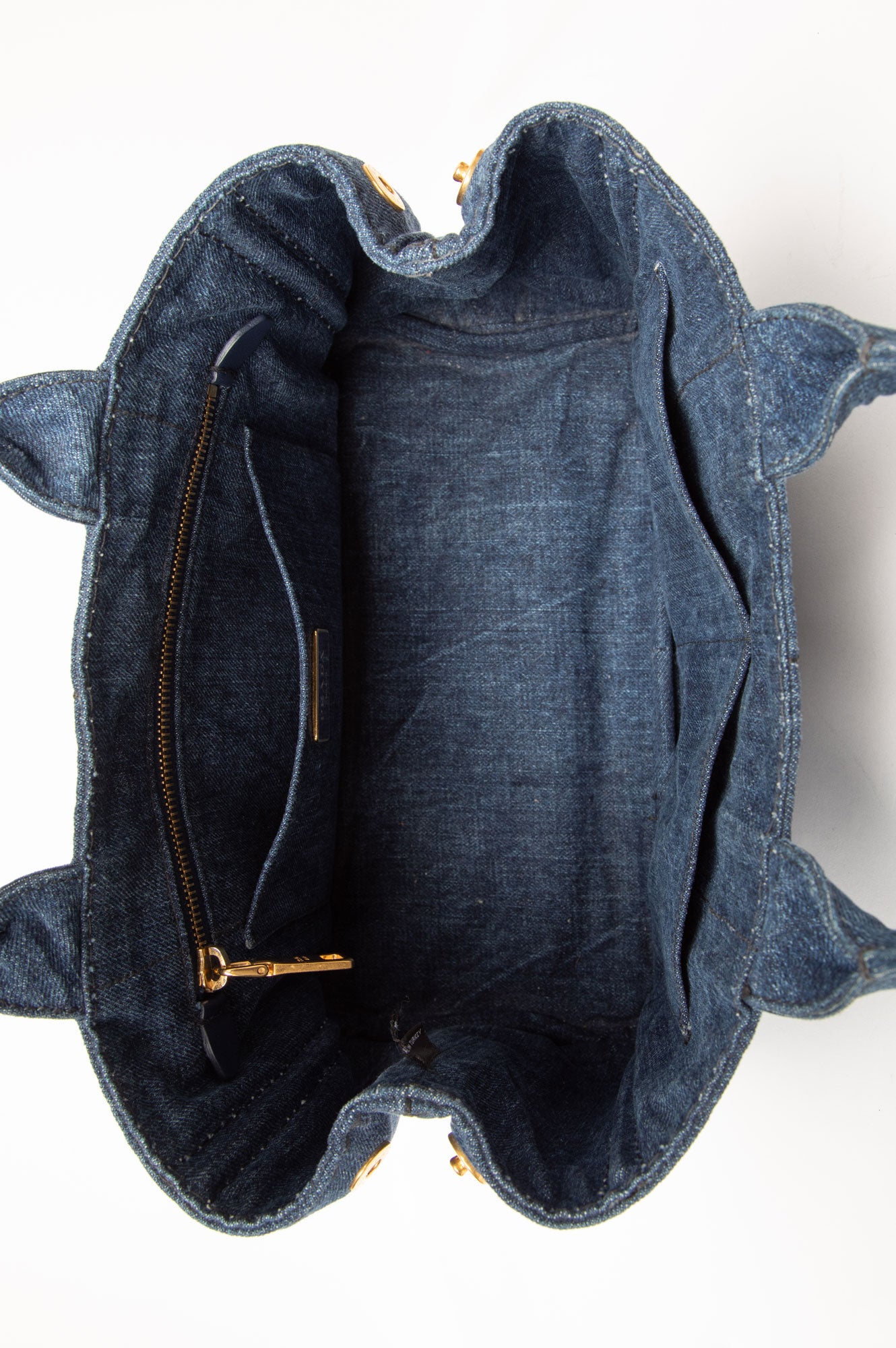 Prada Blue Canapa Logo Denim Tote