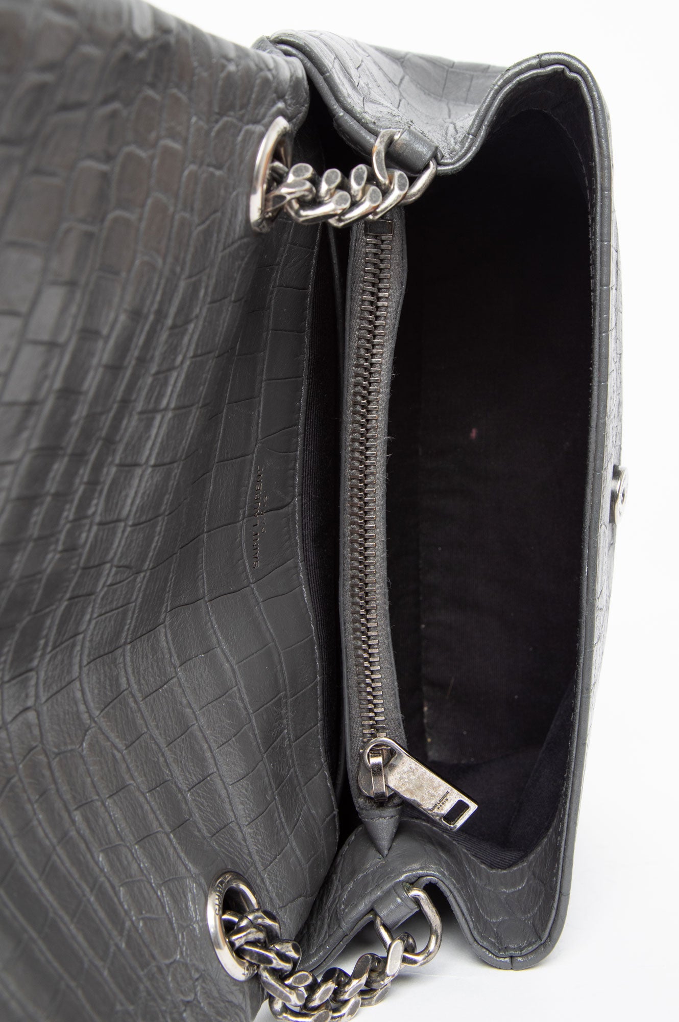 Saint Laurent West Hollywood Croc Embossed Shoulder Bag
