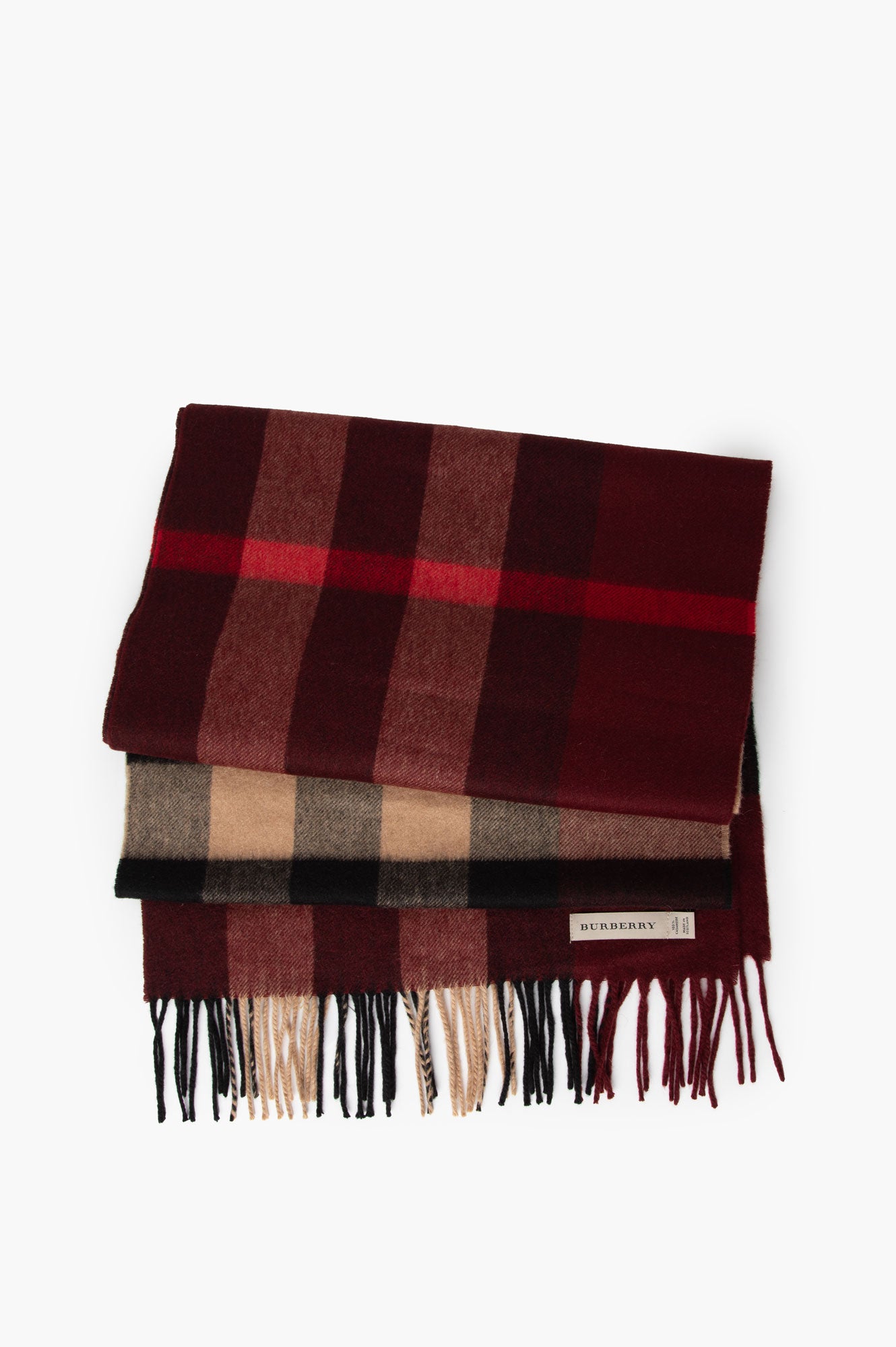 Burberry Red Check Cashmere Scarf
