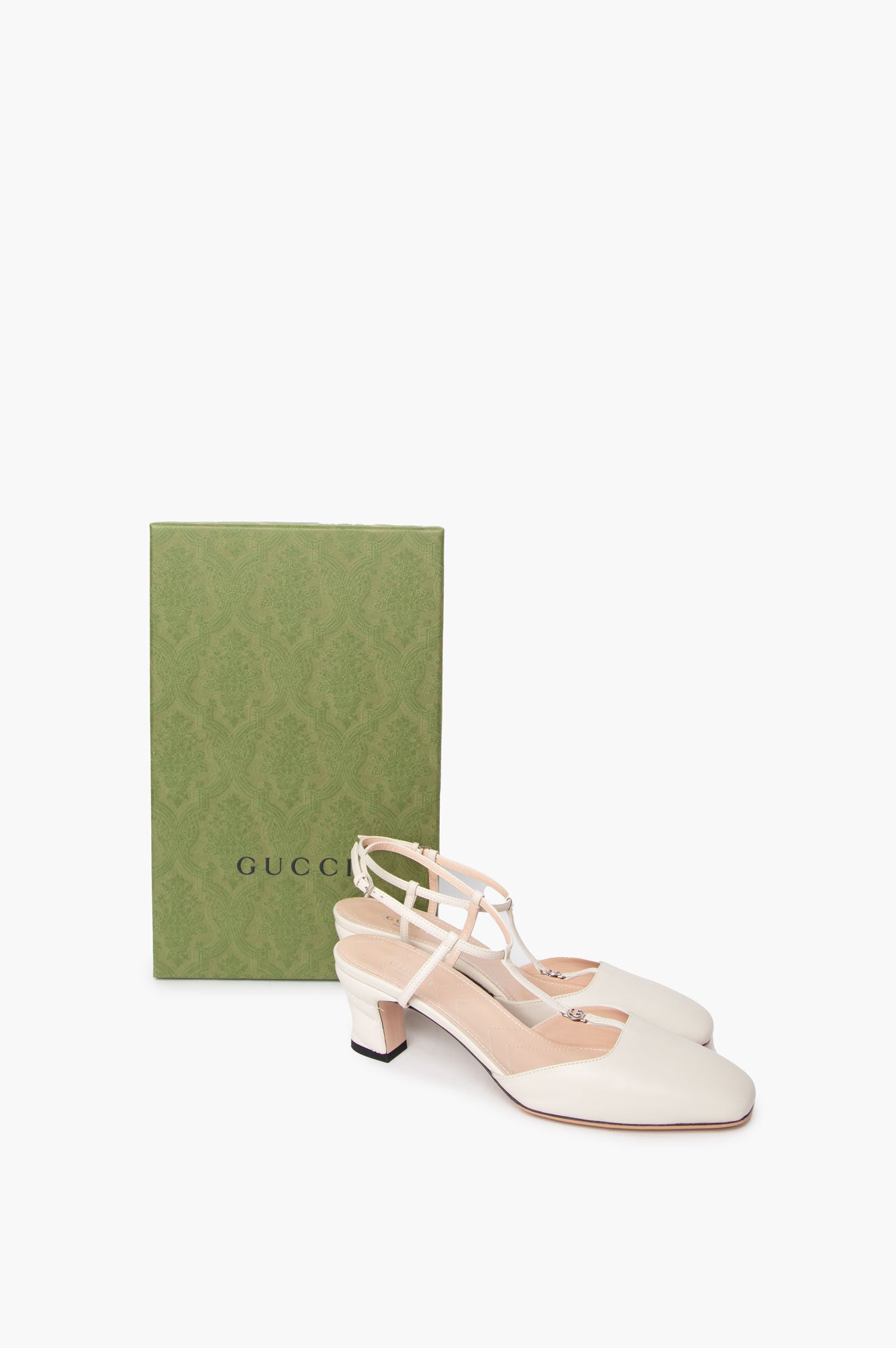 Gucci White Slingback Shoes Size 38.5