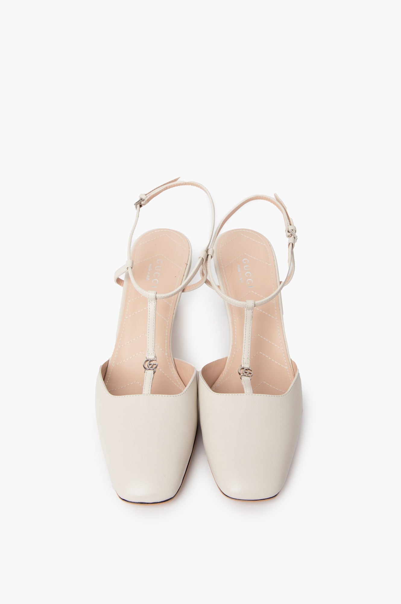 Gucci White Slingback Shoes Size 38.5