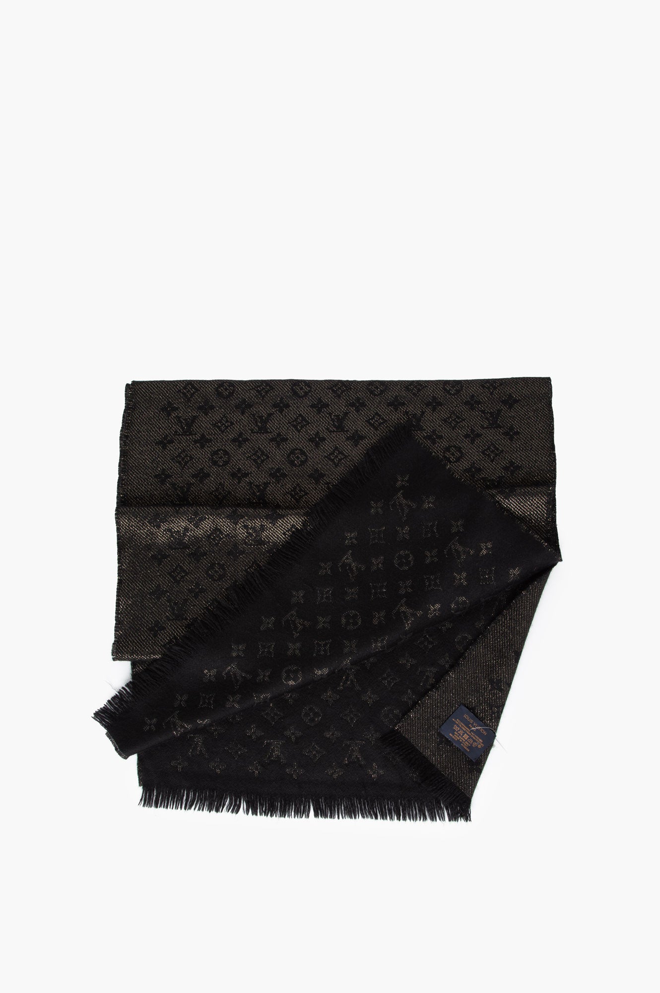 Louis Vuitton Cashmere Black/Gold Monogram Scarf