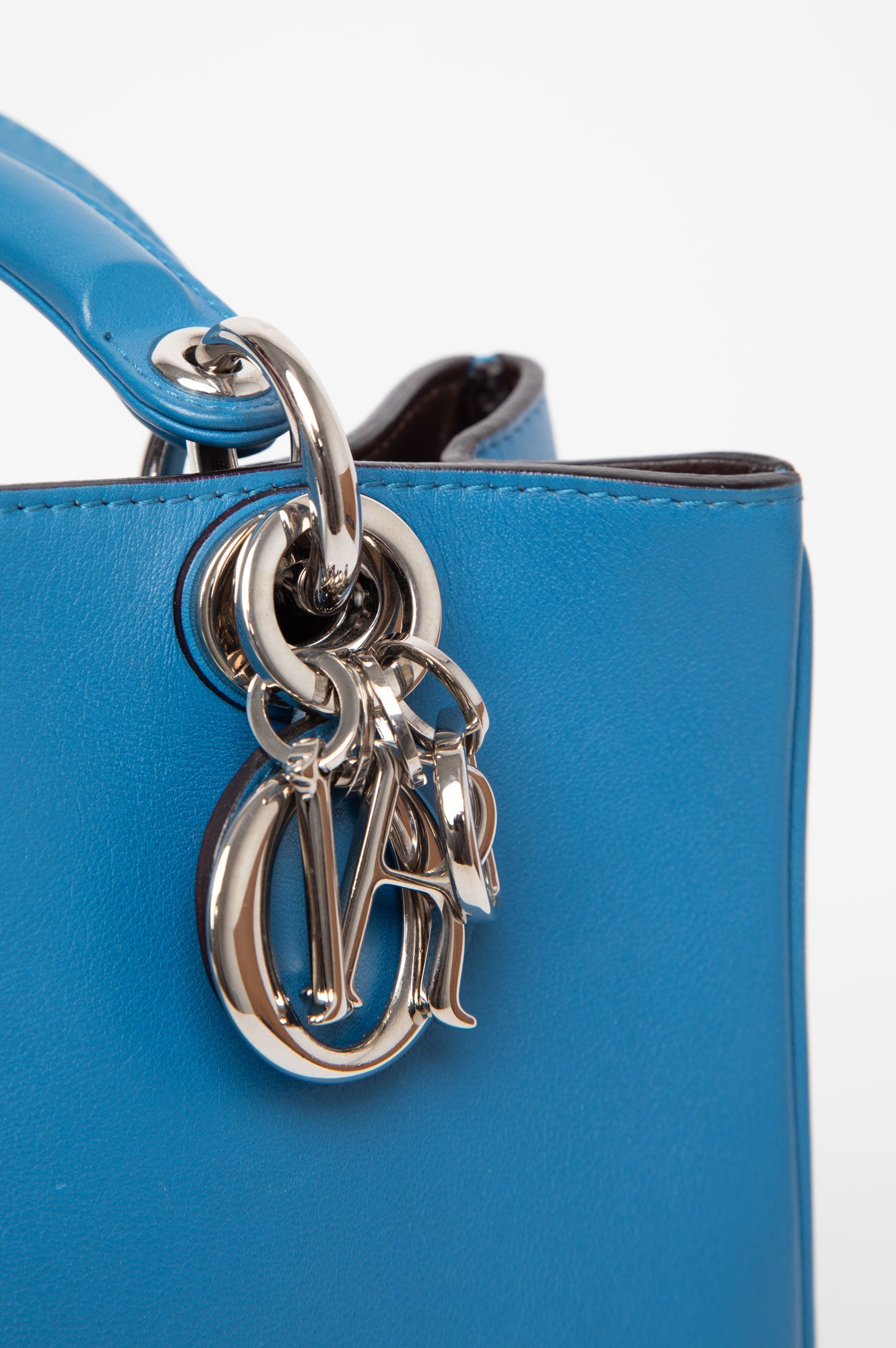 Christian Dior Mini Diorissimo Blue Tote With Strap