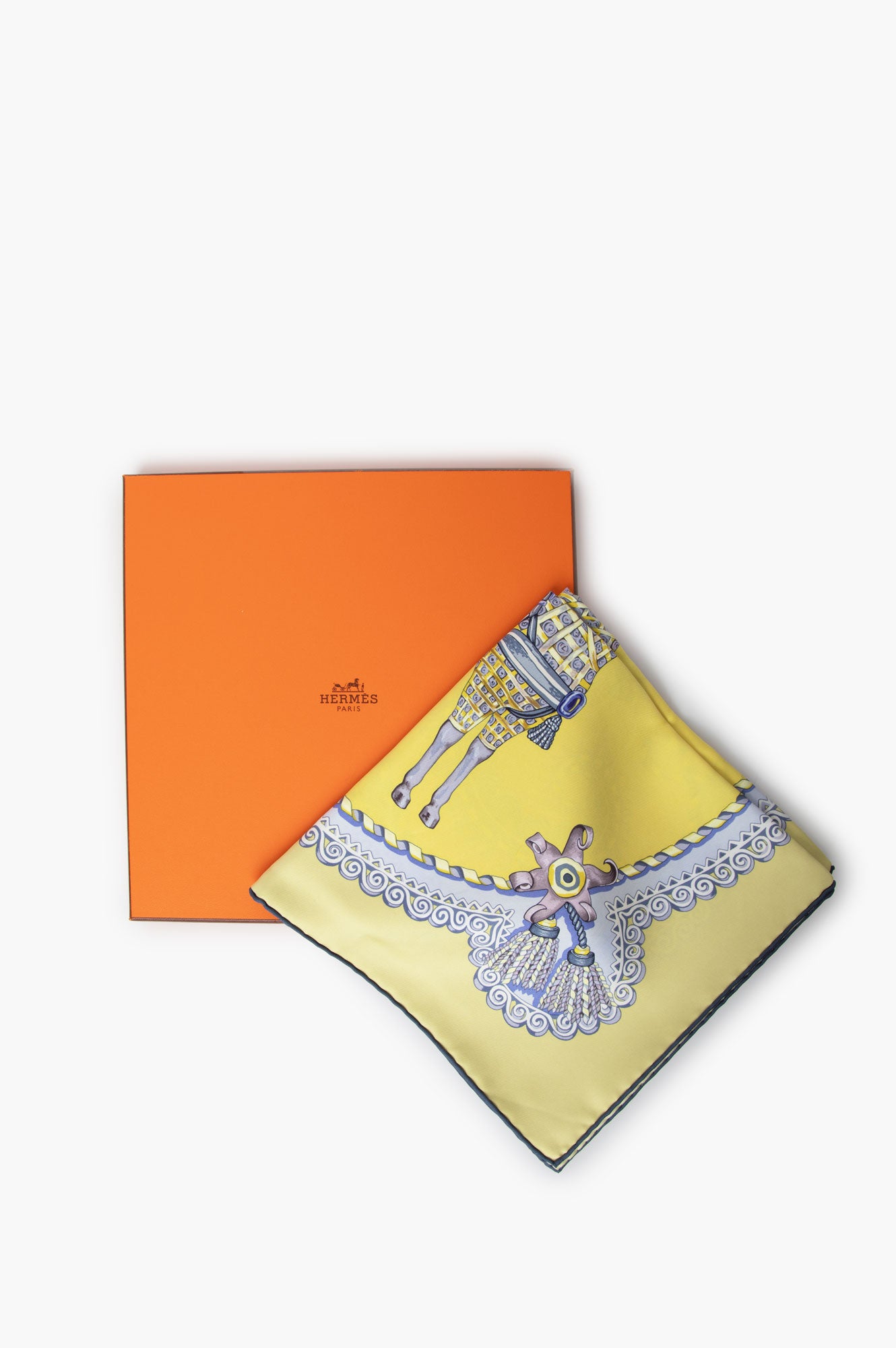 Hermes Yellow Paperoles Silk Scarf 90cm