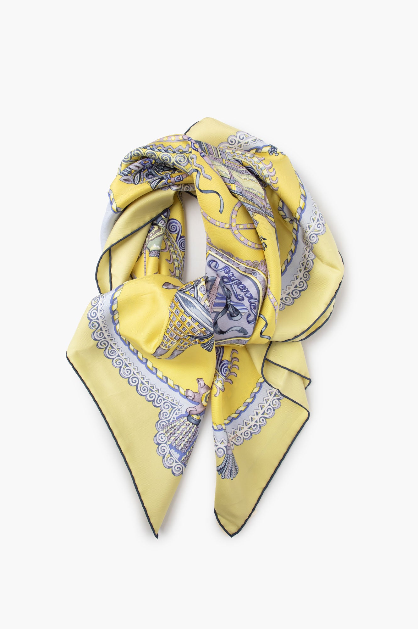 Hermes Yellow Paperoles Silk Scarf 90cm