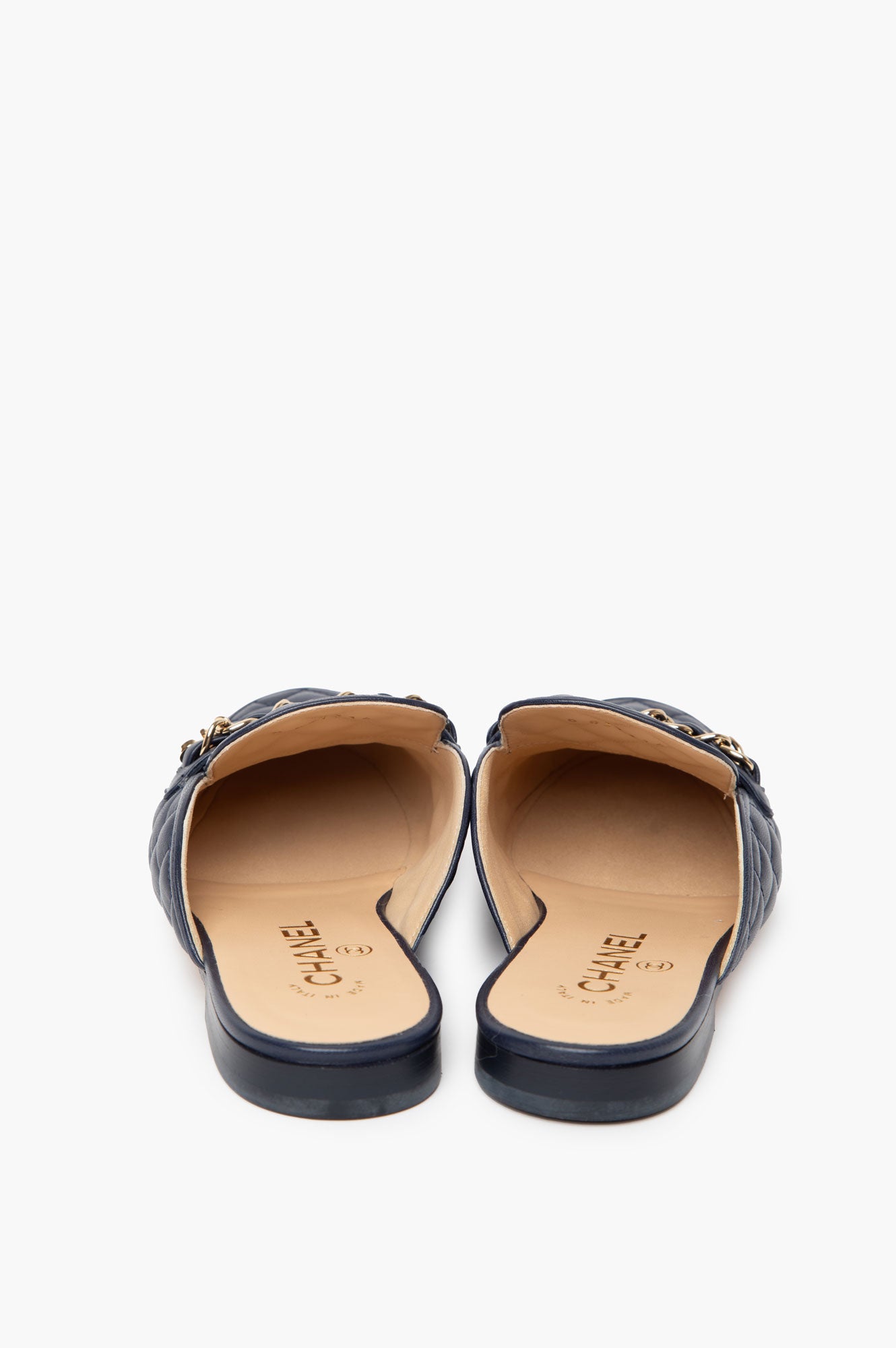 Chanel Blue Quilted Slip-on Mules Size 36.5