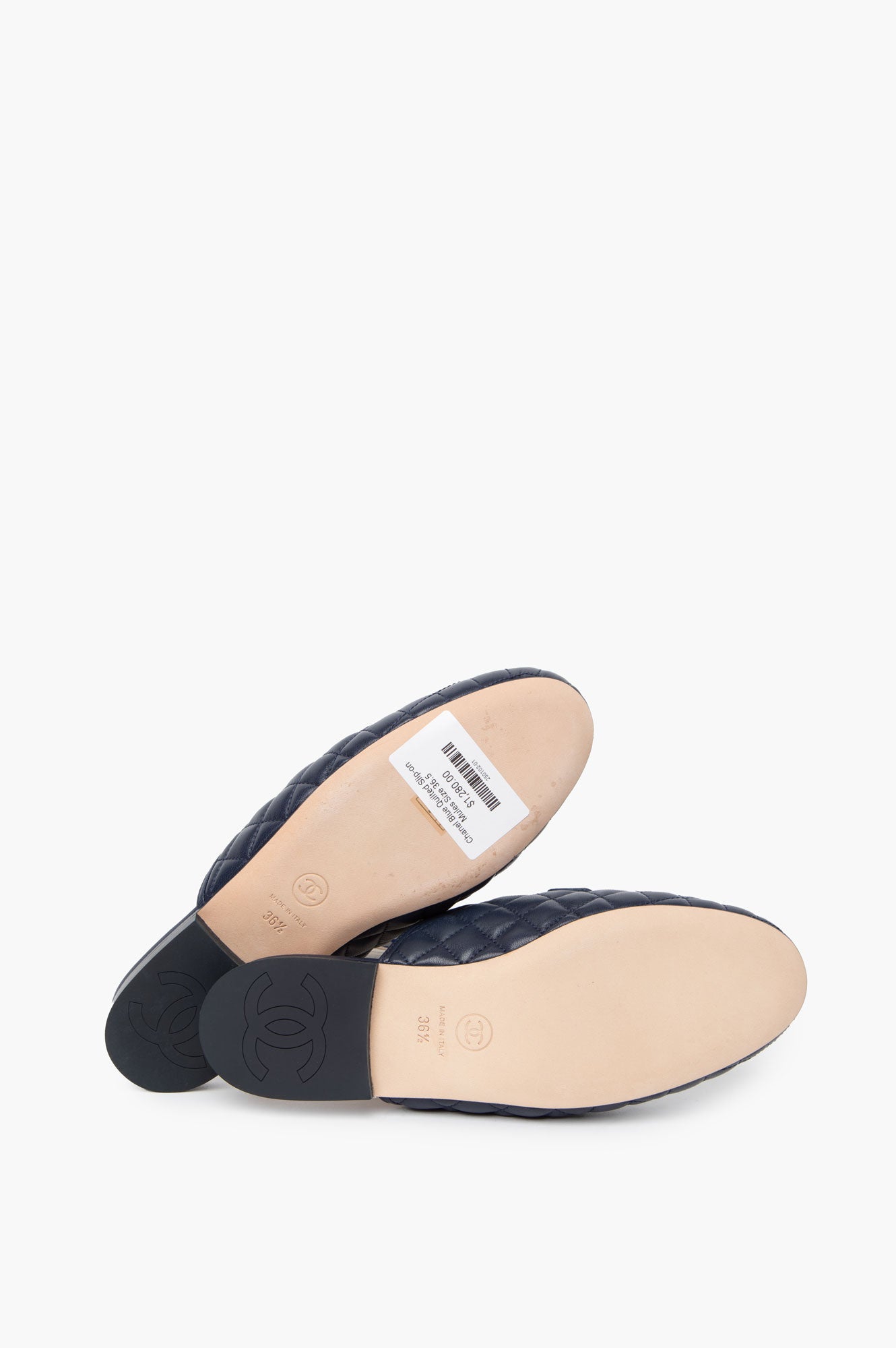 Chanel Blue Quilted Slip-on Mules Size 36.5