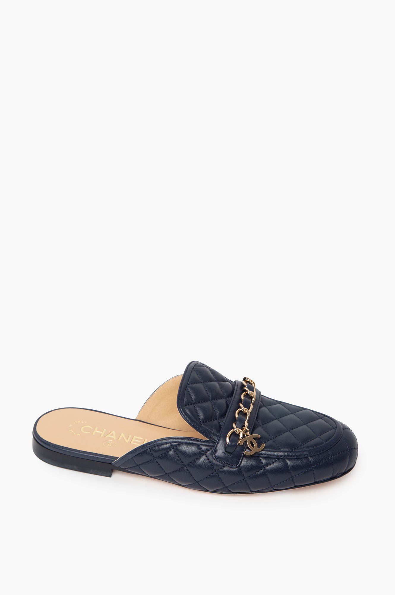 Chanel Blue Quilted Slip-on Mules Size 36.5
