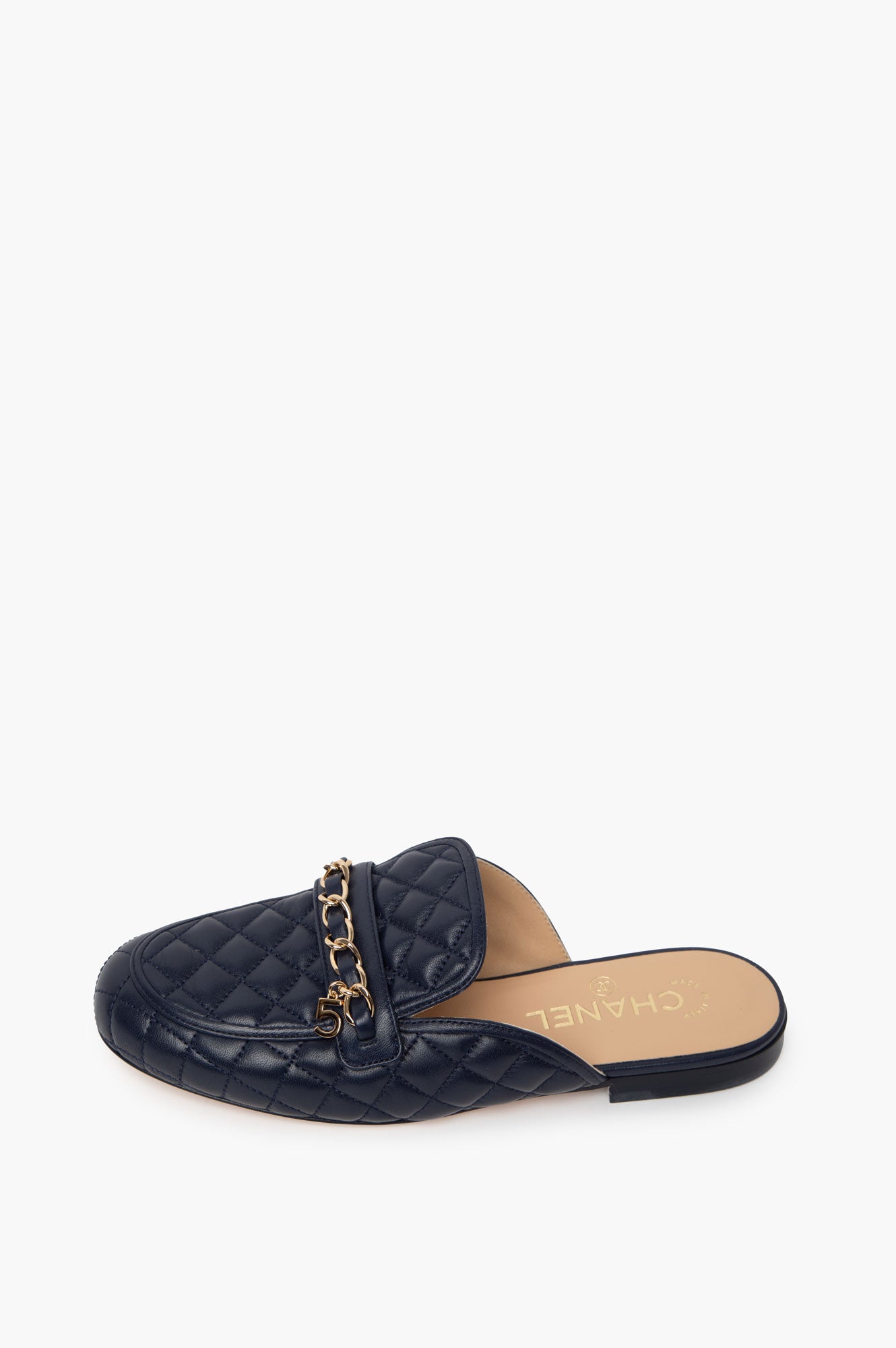 Chanel Blue Quilted Slip-on Mules Size 36.5