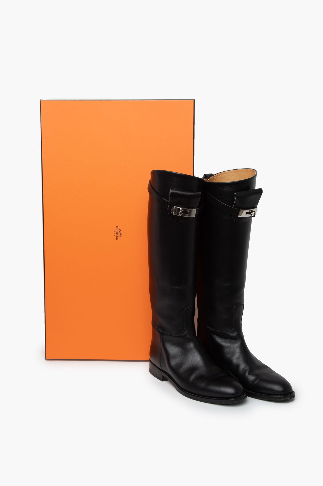 Hermes Black Leather Jumping Boots Size 36