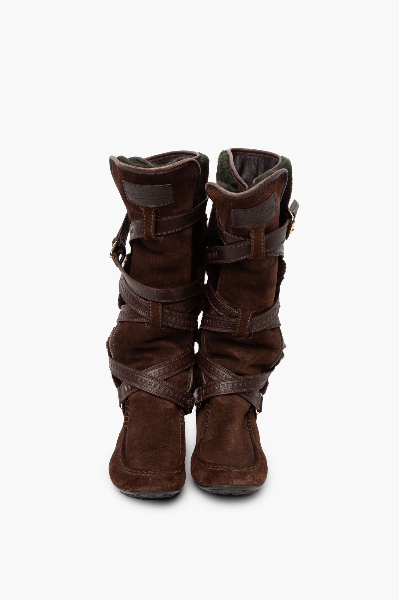 Louis Vuitton Brown Fur Knee High Boots Size 37