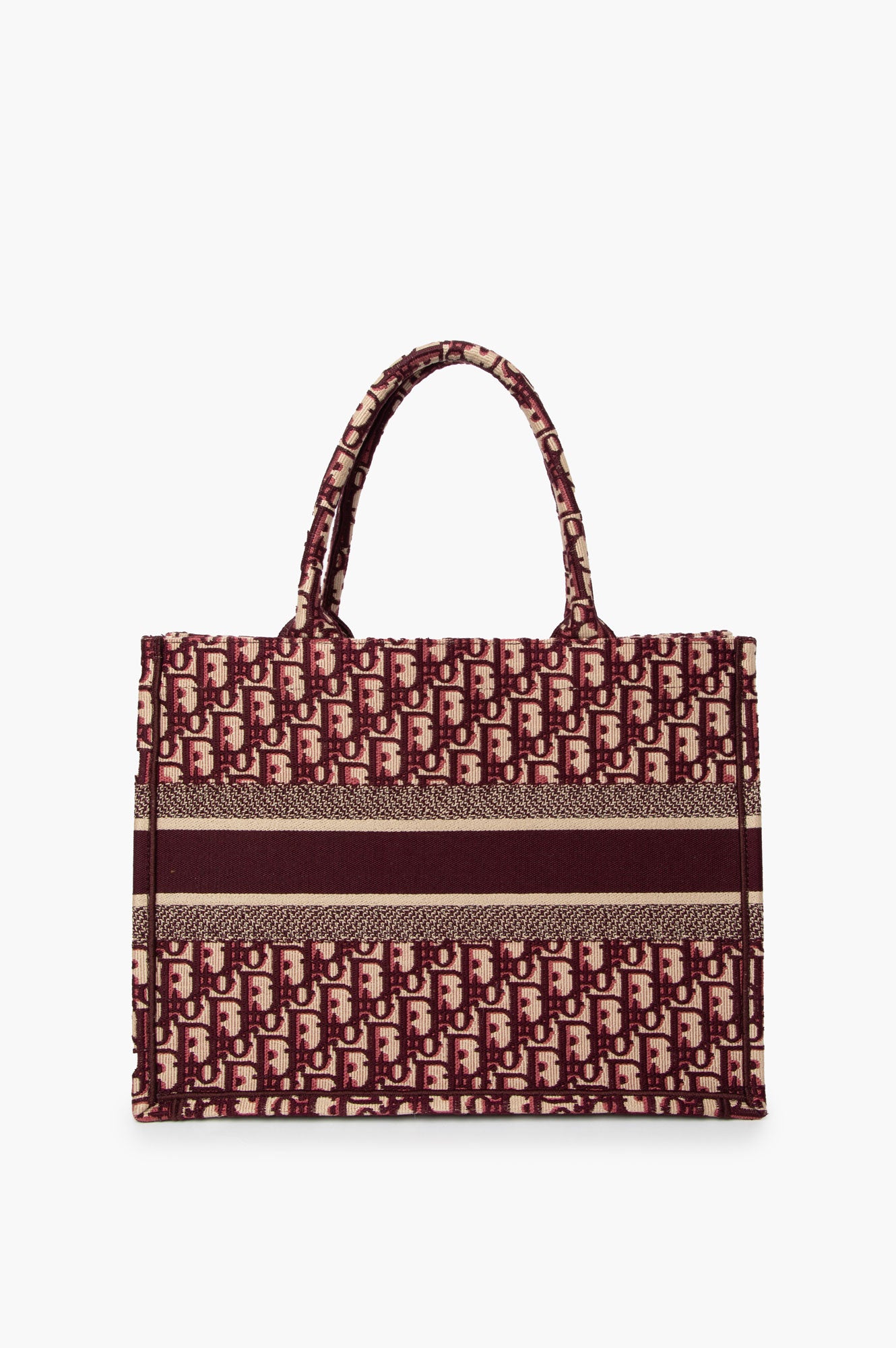 Christian Dior Red Oblique Embroidery Medium Book Tote Bag
