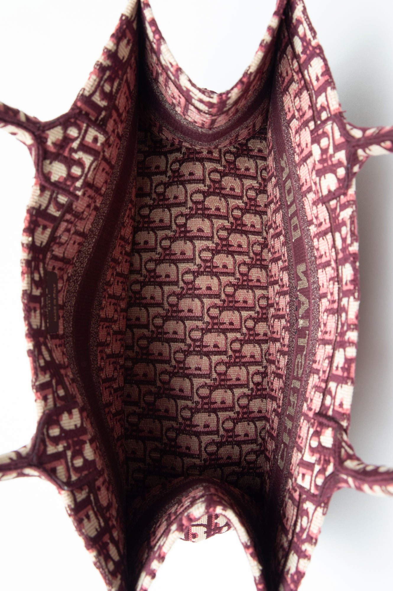 Christian Dior Red Oblique Embroidery Medium Book Tote Bag