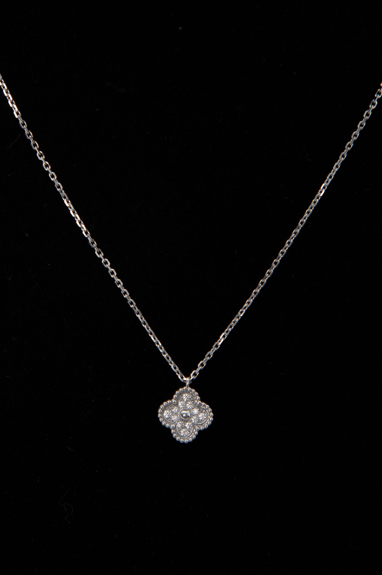 Van Cleef & Arpels 18K White Gold Sweet Alhambra Pendant Necklace
