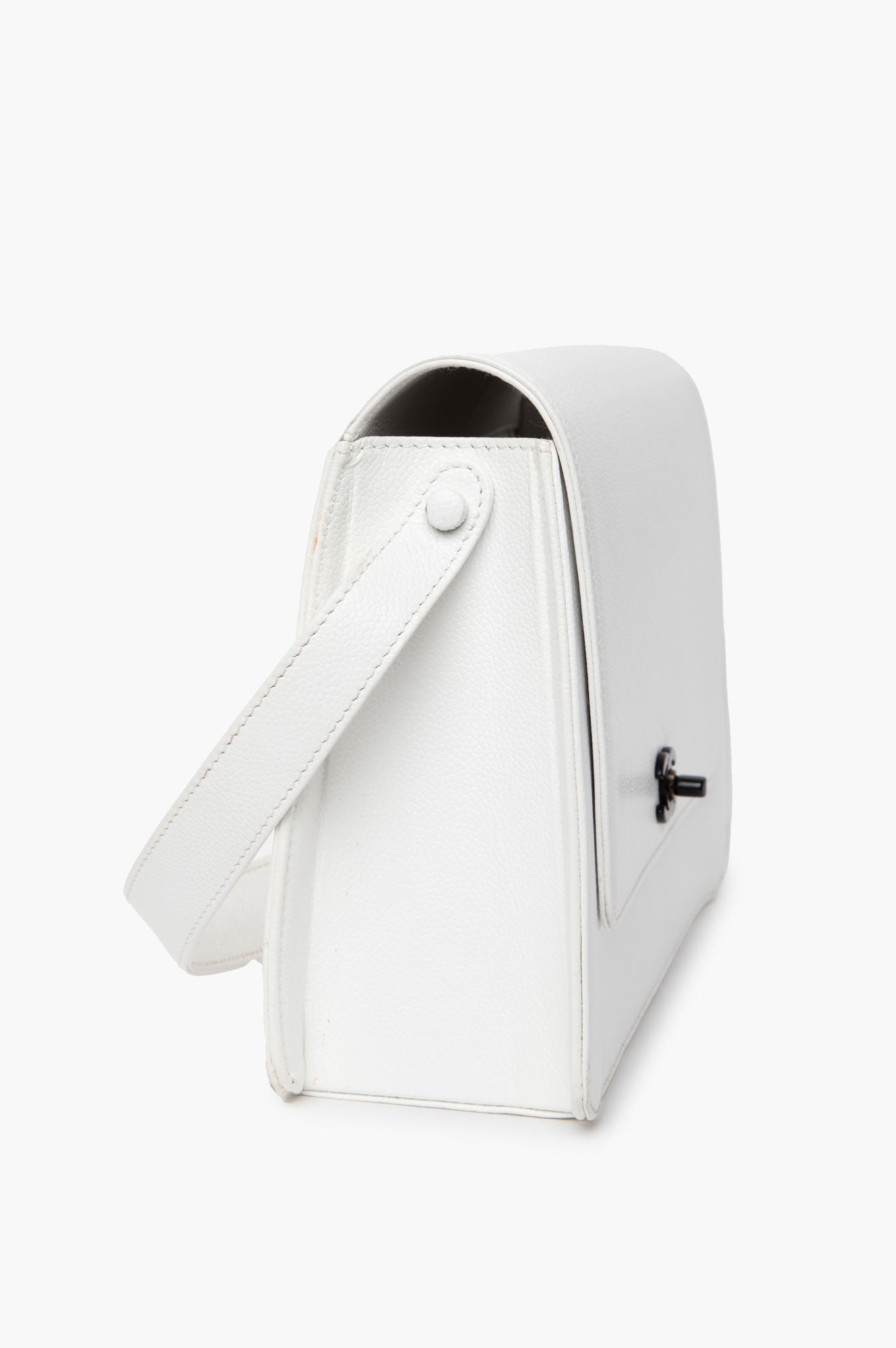 Chanel 1997-1999 White Caviar Flap Shoulder Bag