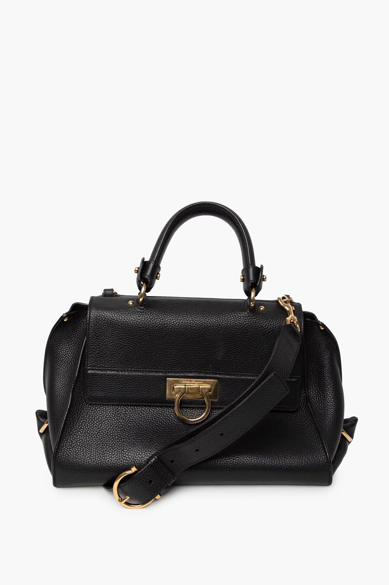 Salvatore Ferragamo Sofia Black Top Handle Leather Bag