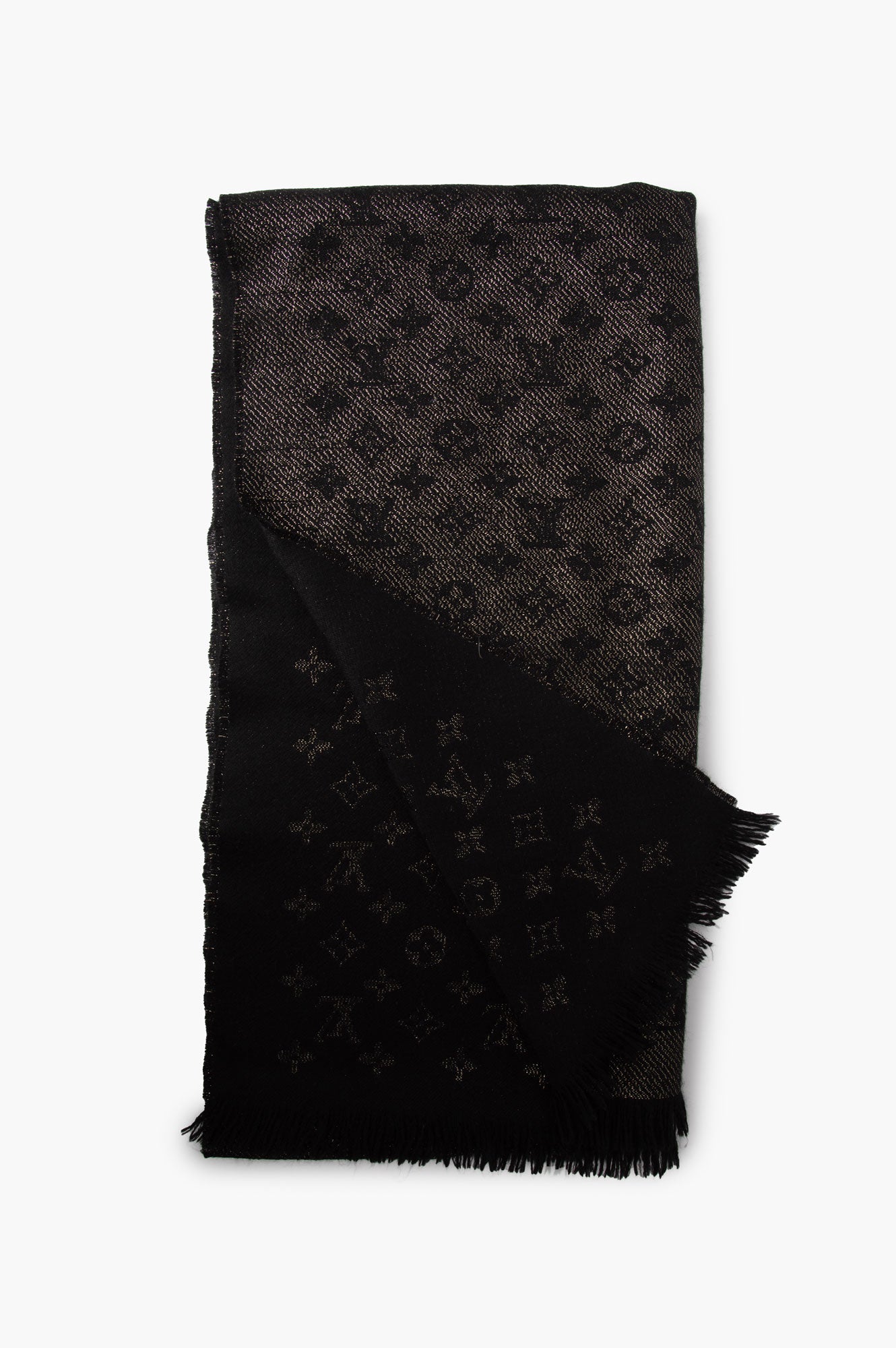 Louis Vuitton Cashmere Black/Gold Monogram Scarf