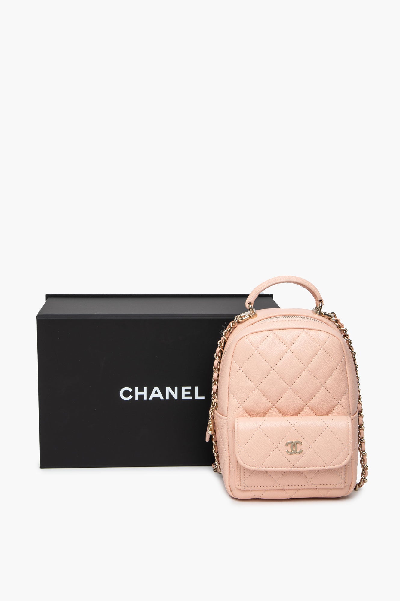 Chanel Light Pink Caviar 24C Mini Backpack