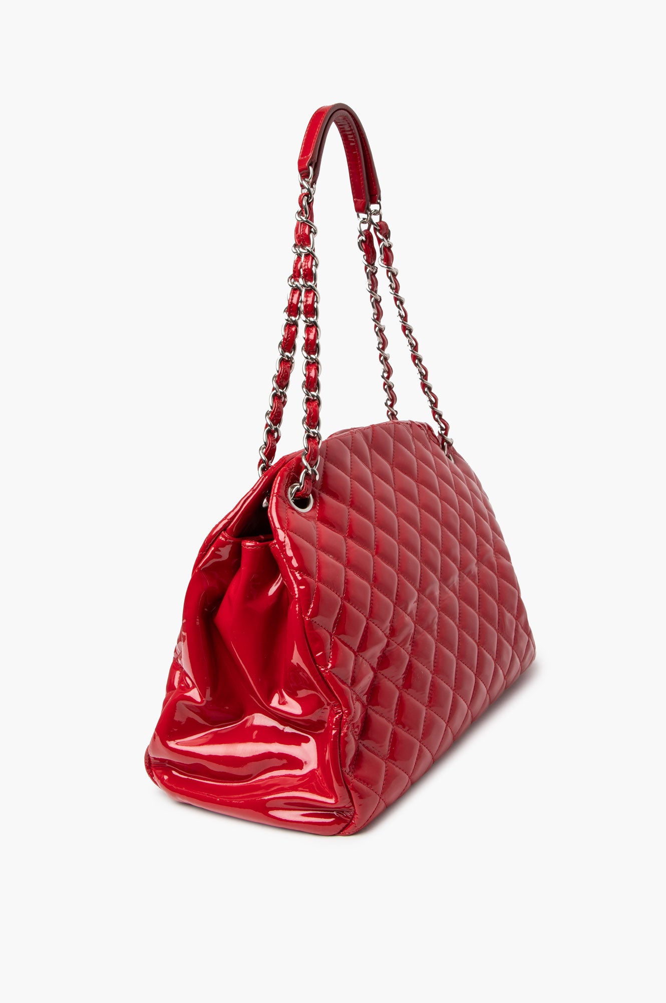 Chanel Red Mademoiselle Patent Bowling Bag