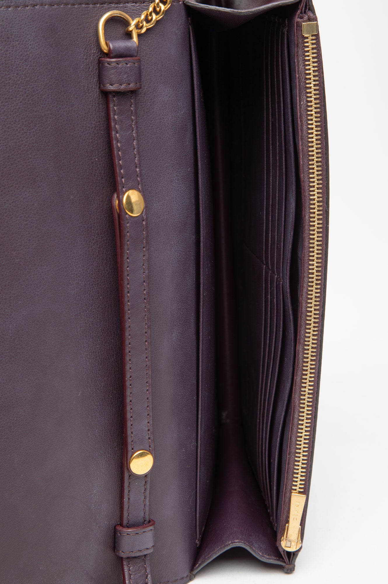 Celine Burgundy Lambskin Frame Evening Chain Clutch