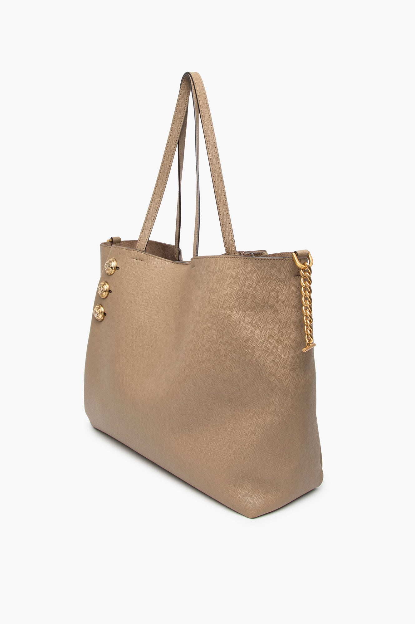 Balmain Embleme Taupe Grained Leather Tote