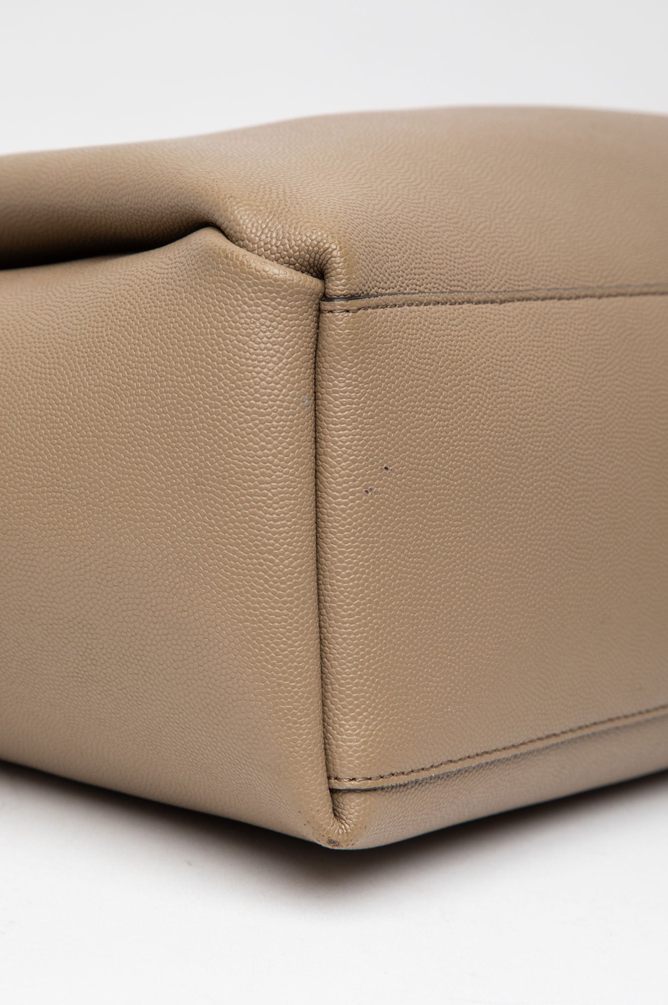 Balmain Embleme Taupe Grained Leather Tote