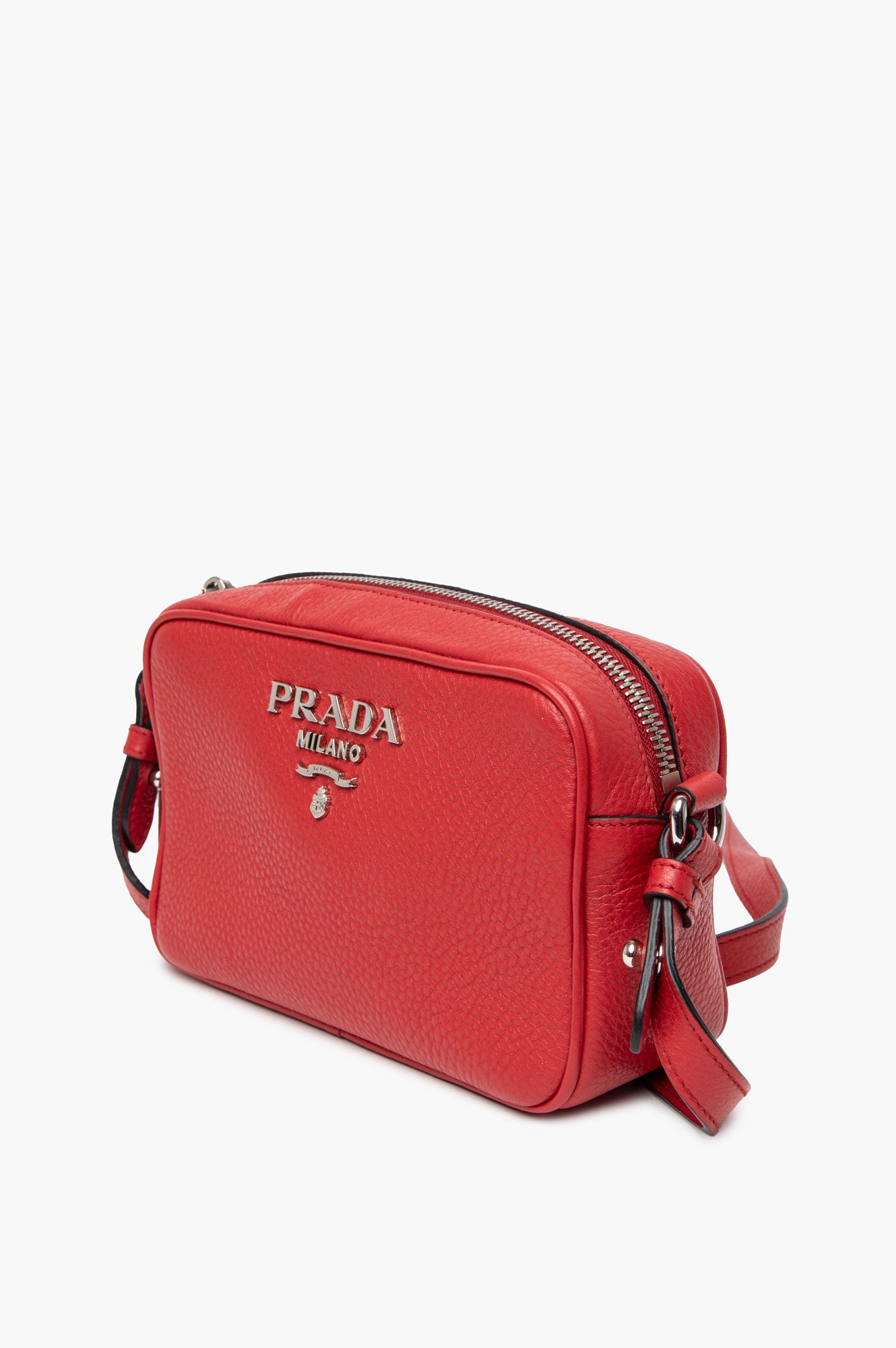 Prada Red Pebbled Leather Crossbody Bag