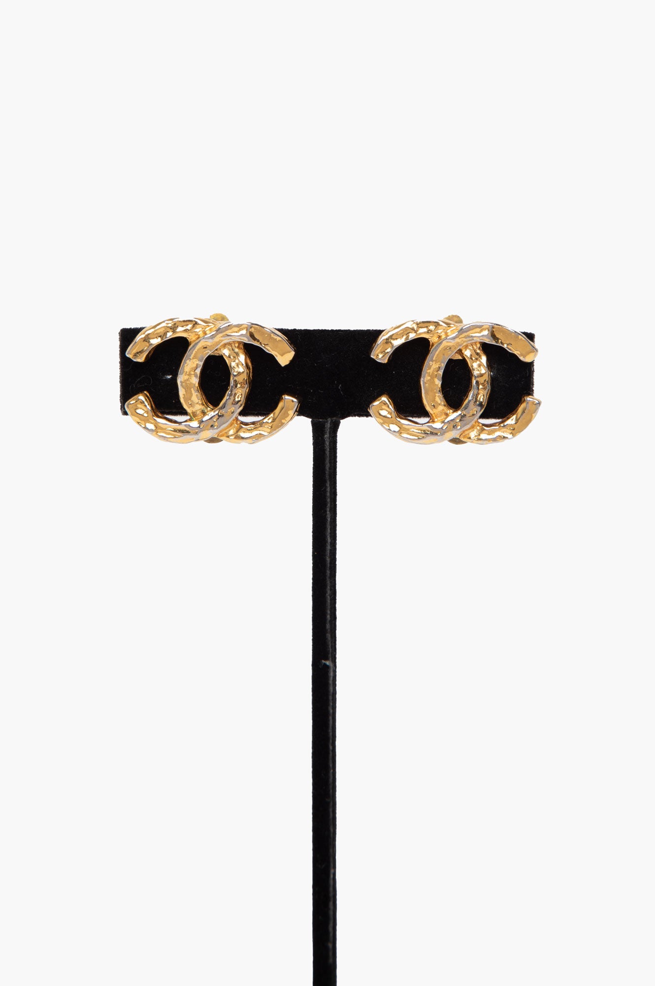 Chanel CC Gold Plated Clip Earrings