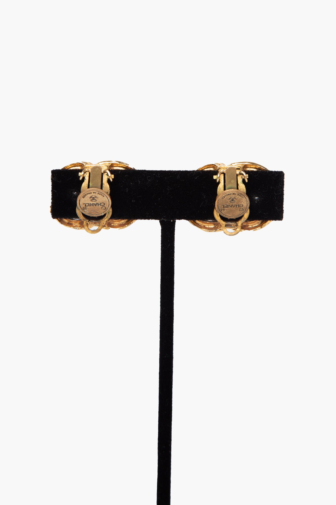 Chanel CC Gold Plated Clip Earrings