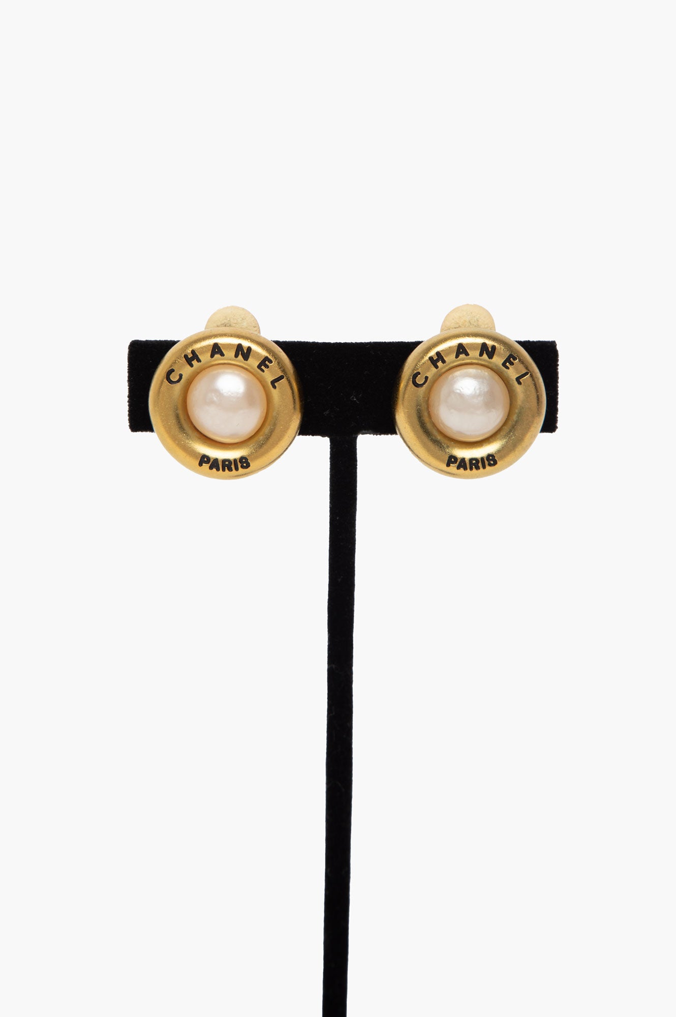 Chanel Pearl Gold Plated Clip Earrings