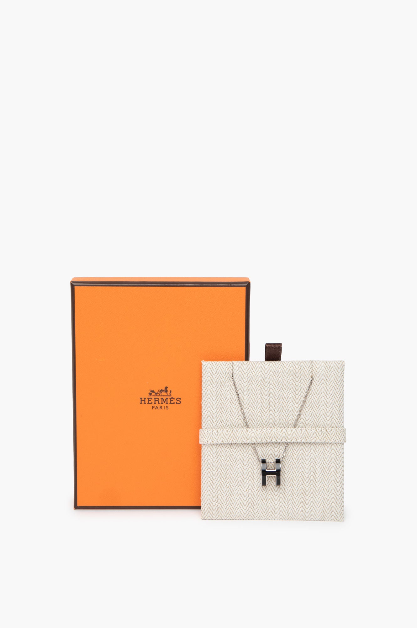 Hermes Black/Silver Pop H Pendant Necklace