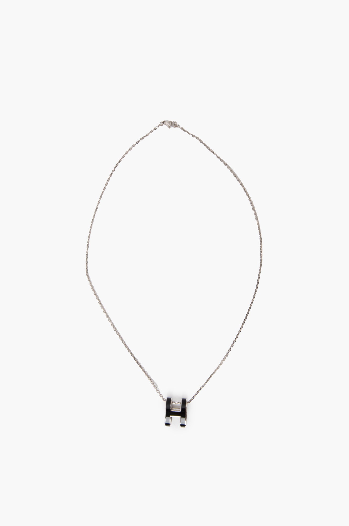 Hermes Black/Silver Pop H Pendant Necklace