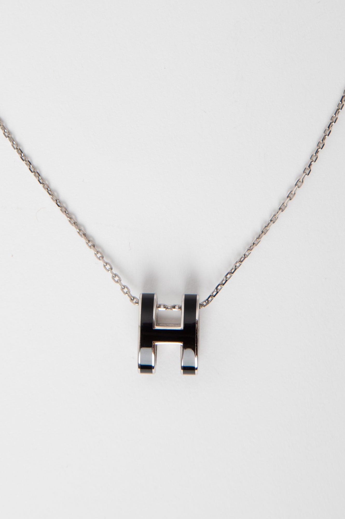 Hermes Black/Silver Pop H Pendant Necklace