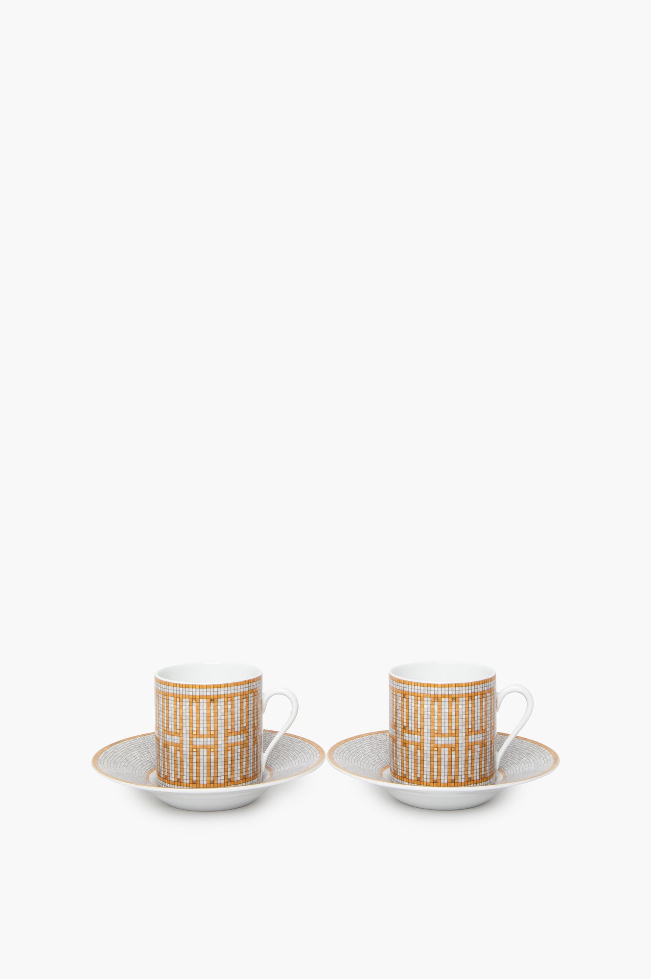 Hermes Mosaique Au 24 Gold Pattern Expresso Cup Set