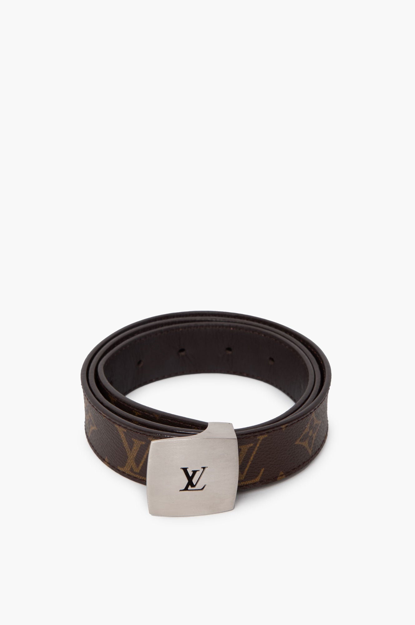 Louis Vuitton Brown Monogram Belt SHW Size 90