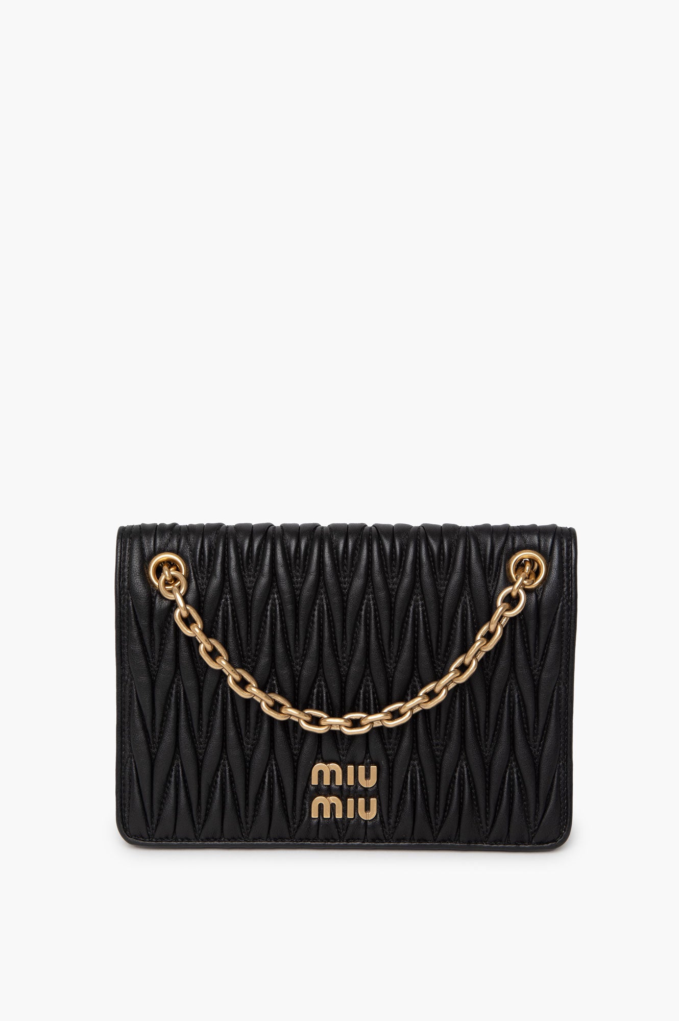 Miu Miu Black Small Matelasse Leather Bag